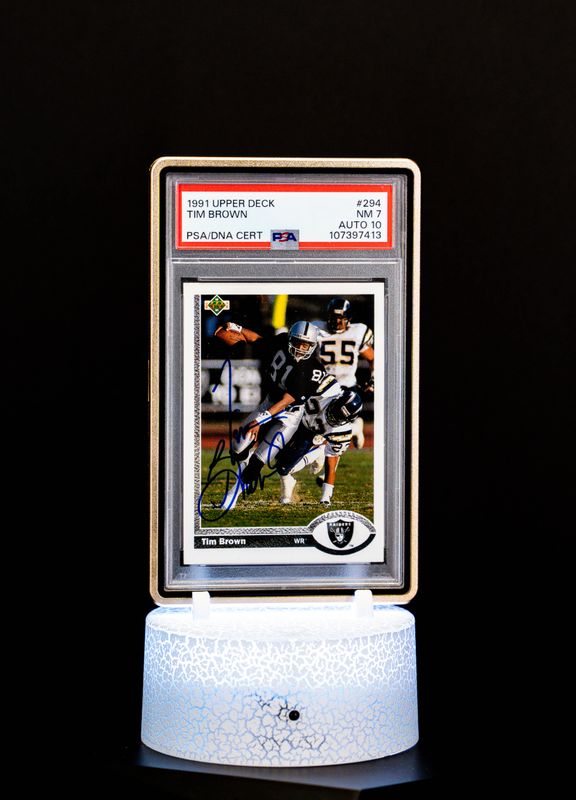 1991 Upper Deck Tim Brown Autograph PSA NM 7 Auto 10 #294
