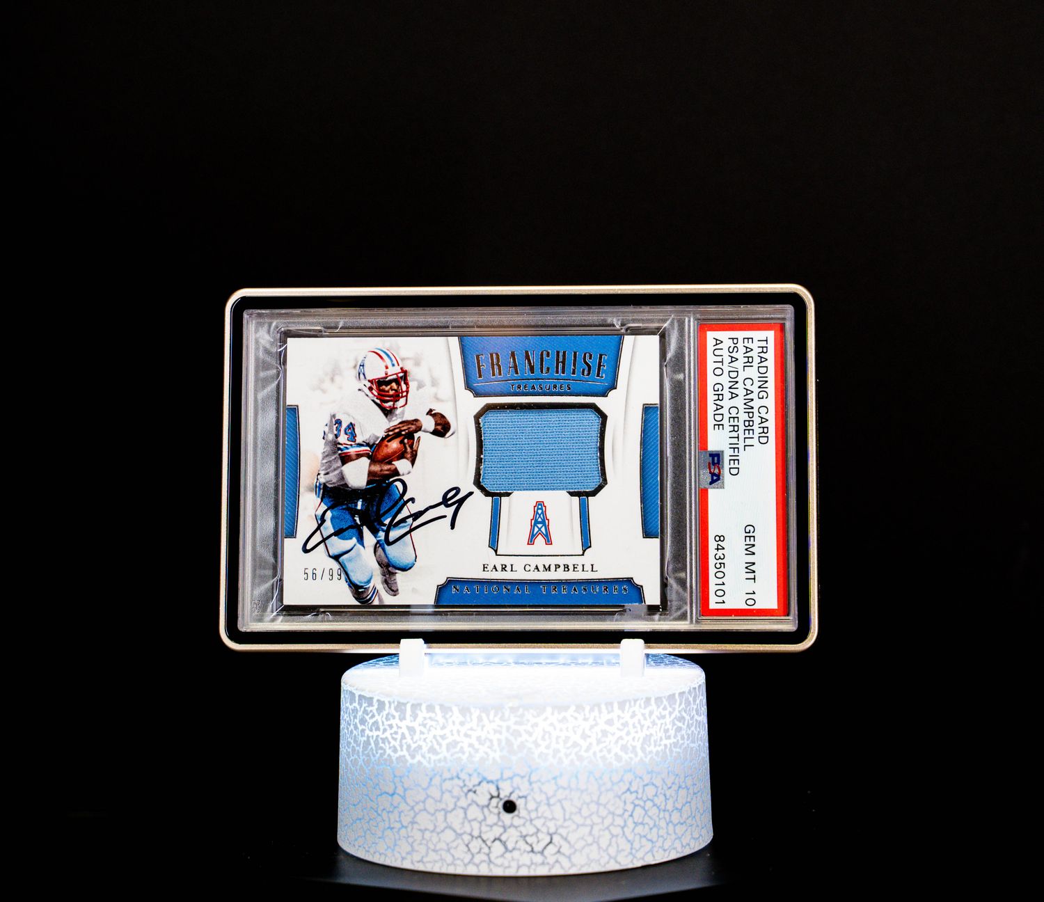 2018 Panini National Treasures Football National Treasures Autographed Earl Campbell (SN: 56/99) #FT-EC PSA GEM MT 10, Auto 10