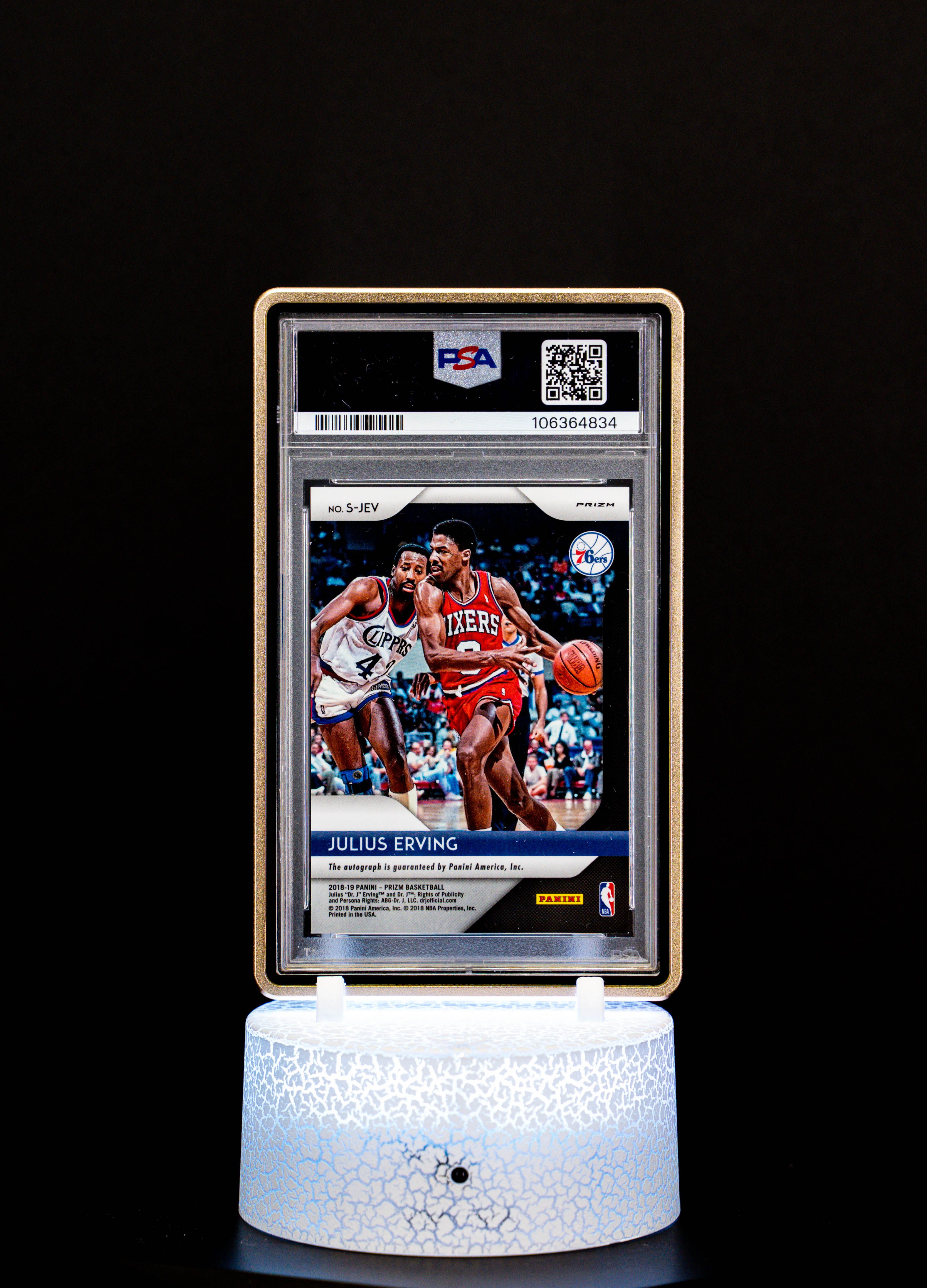 2018 Prizm Signatures Silver Julius Erving Auto PSA Mint 9 Auto 10 POP 1 #SJEV