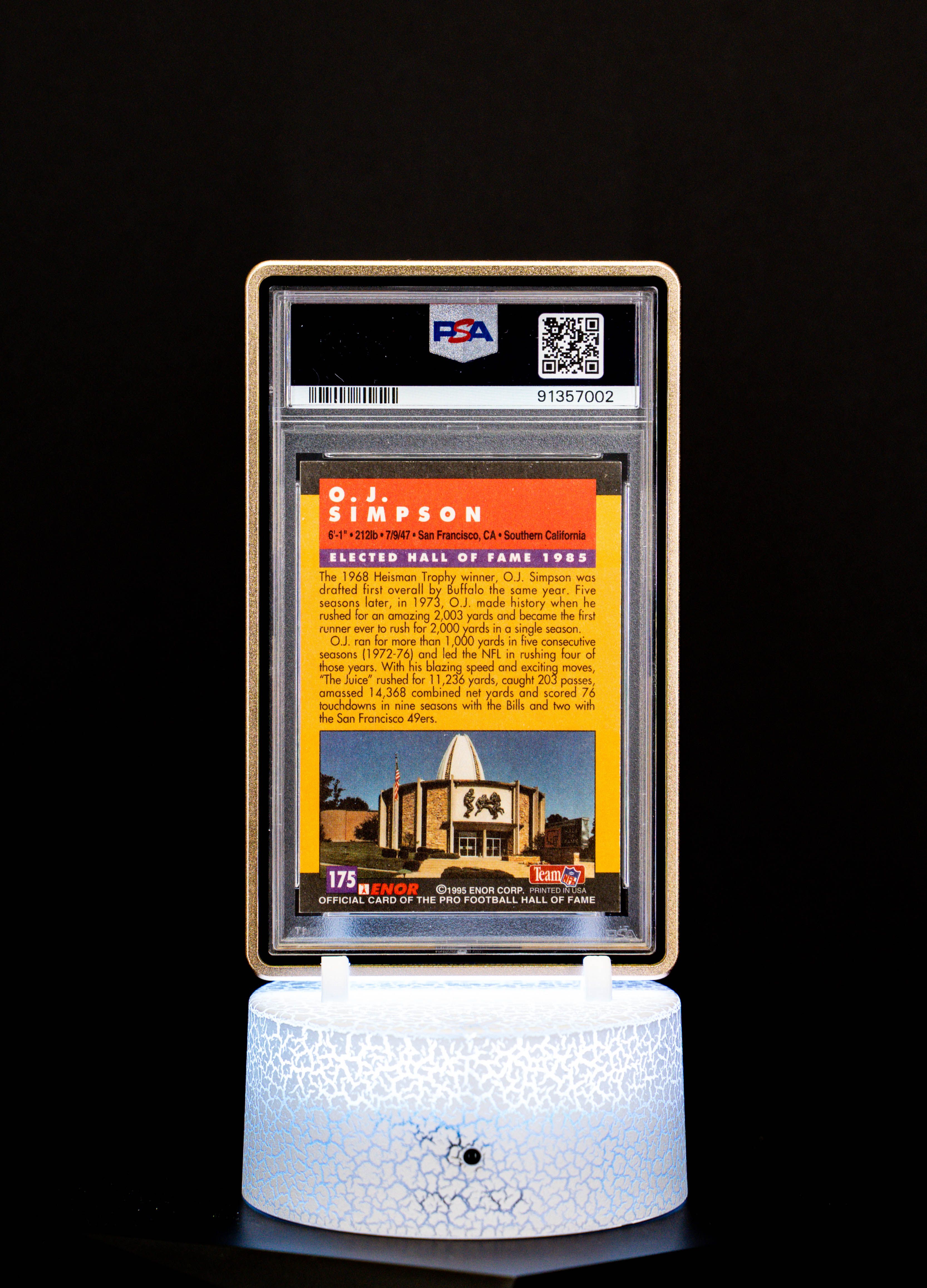 1995 ENOR Hall of Fame O.J. Simpson Autograph PSA Mint 9 Auto 9 #175