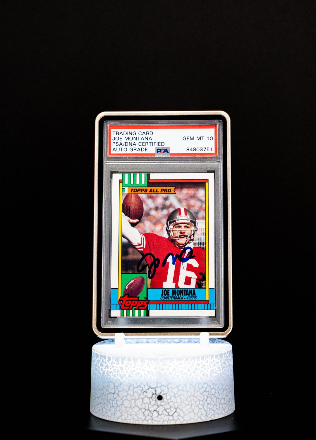 1990 Topps Autographed Joe Montana #13 PSA GEM MT 10, Auto 10