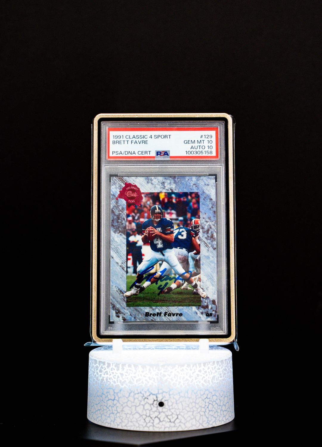 1991 Classic 4 Sport Autographed Brett Favre #129 – PSA GEM MT 10, Auto GEM MT 10 (PSA Cert #100305158)