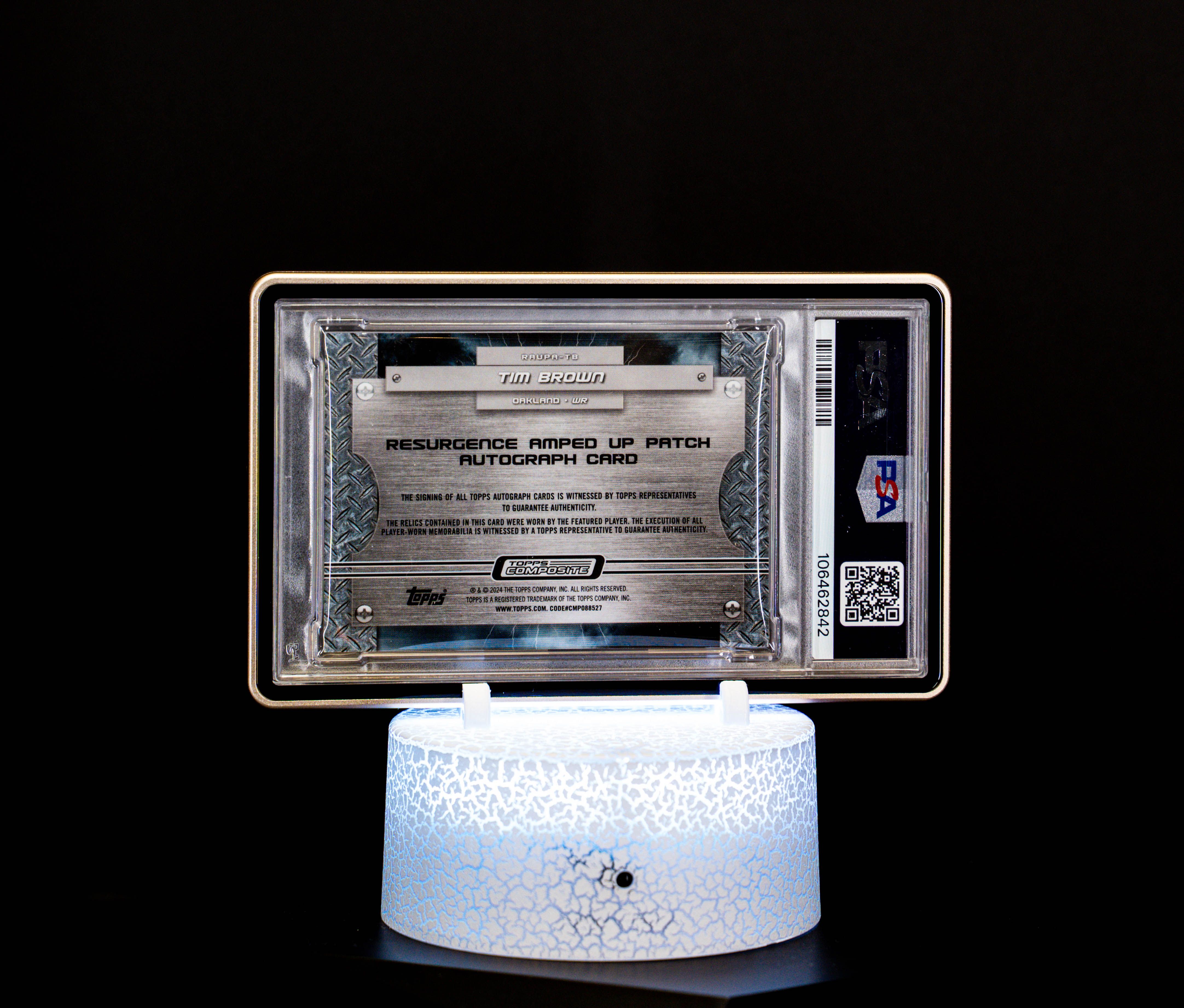 2023 Topps Composite Resurgence Amped Up PAT Tim Brown Auto SN32/50 PSA Mint 9 Auto 10 #TB