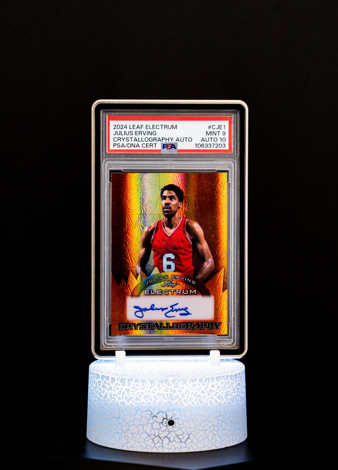 2020 Leaf Electrum Crystallography Julius Erving Auto SN2/10 PSA Mint 9 Auto 10 #CJE1