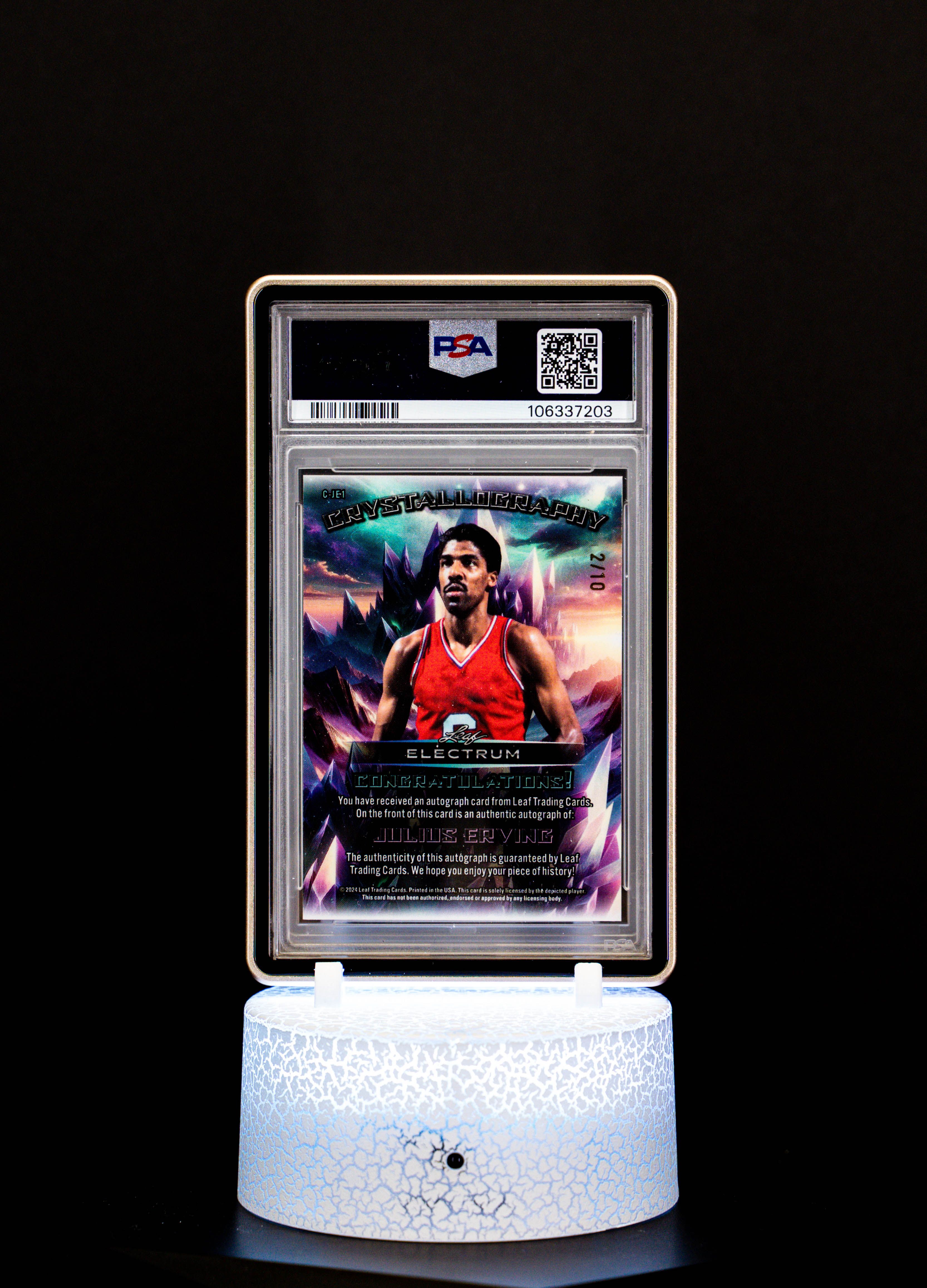 2020 Leaf Electrum Crystallography Julius Erving Auto SN2/10 PSA Mint 9 Auto 10 #CJE1