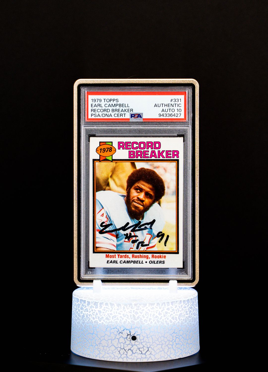 1979 Topps Record Breaker Earl Campbell #331 PSA Authentic, Auto GEM MT 10
