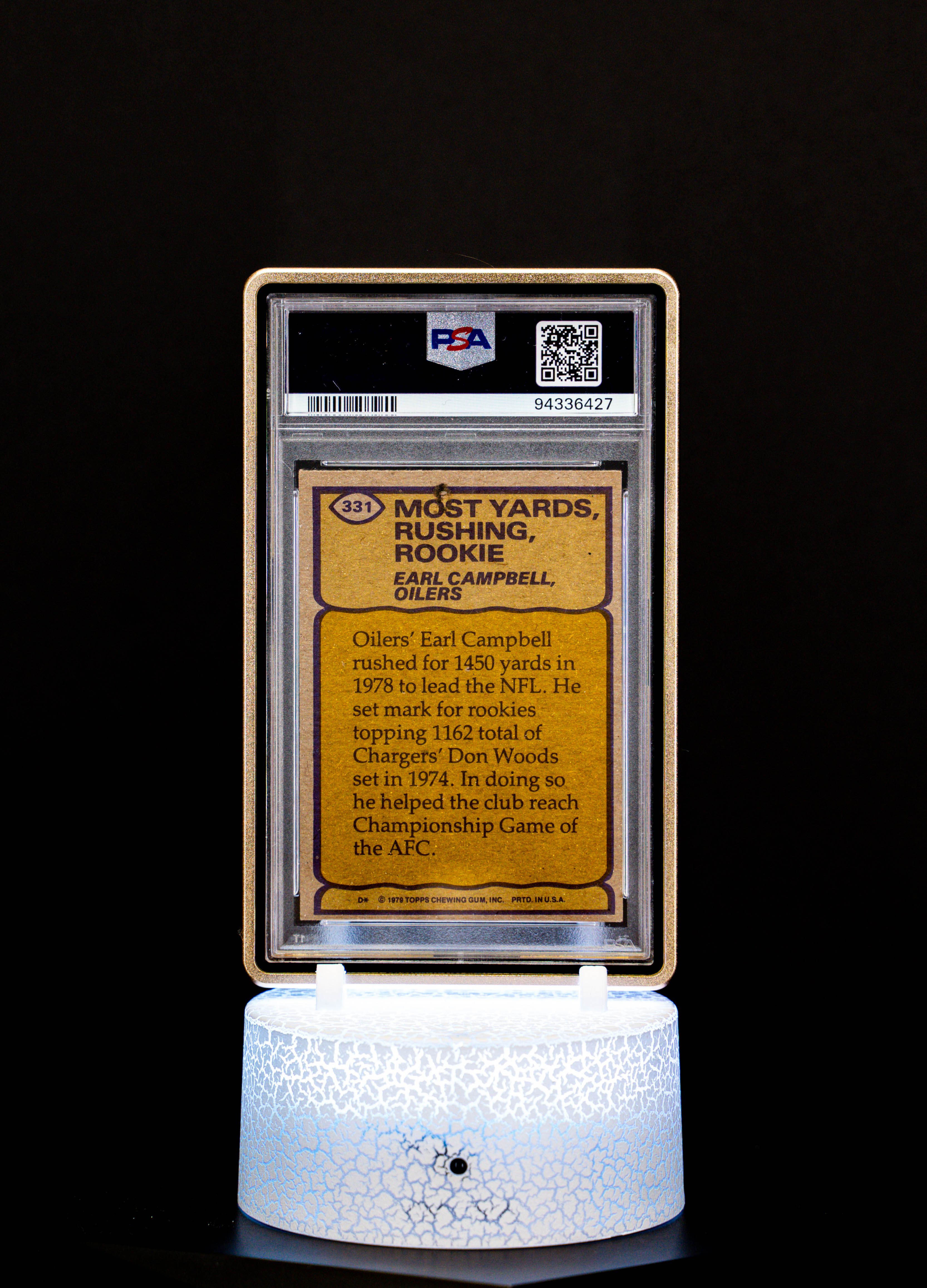 1979 Topps Record Breaker Earl Campbell #331 PSA Authentic, Auto GEM MT 10