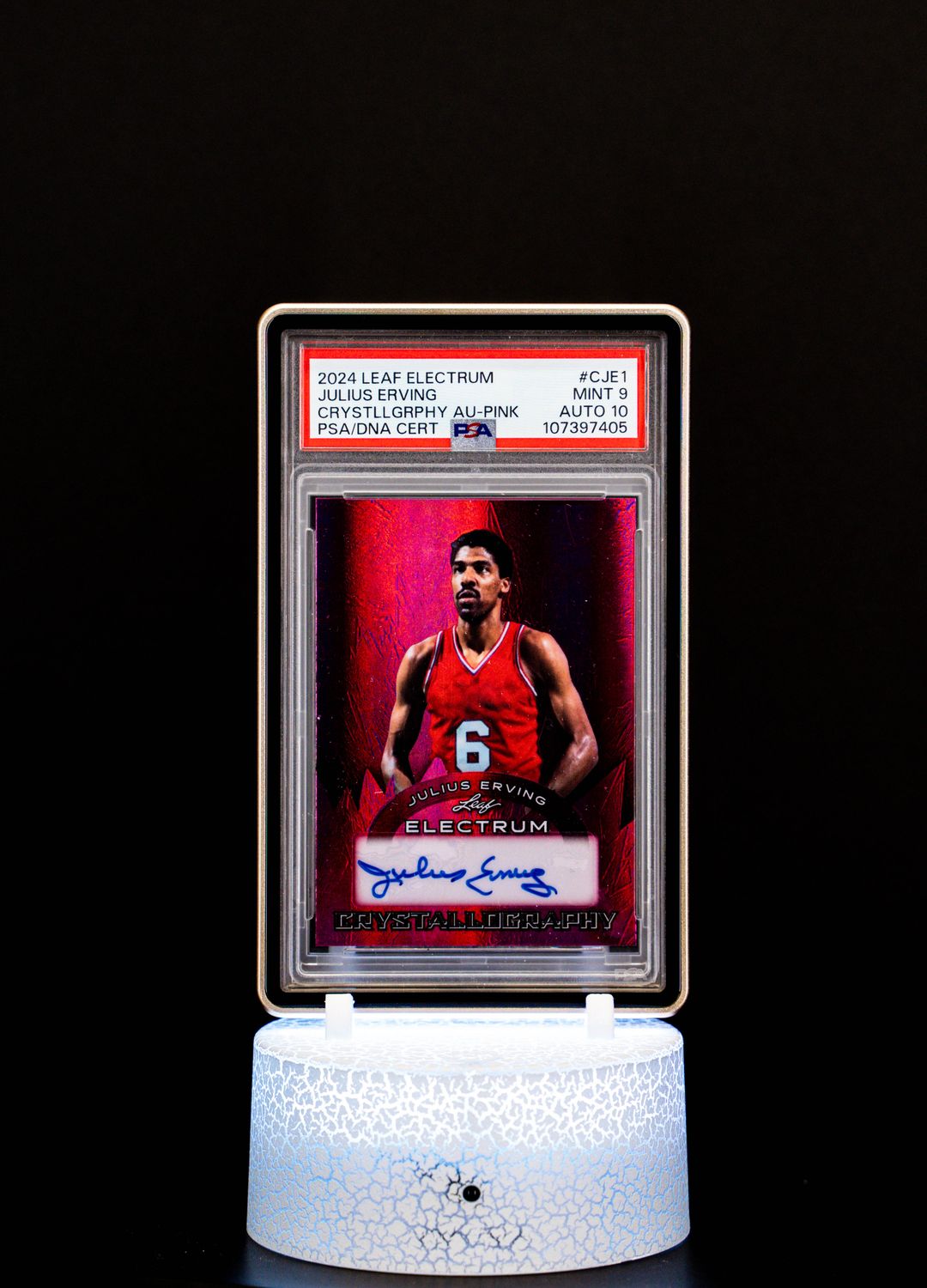 2024 Leaf Electrum Crystallography Pink Julius Erving Auto SN2/4 PSA Mint 9 Auto 10 POP 1 #CJE1v