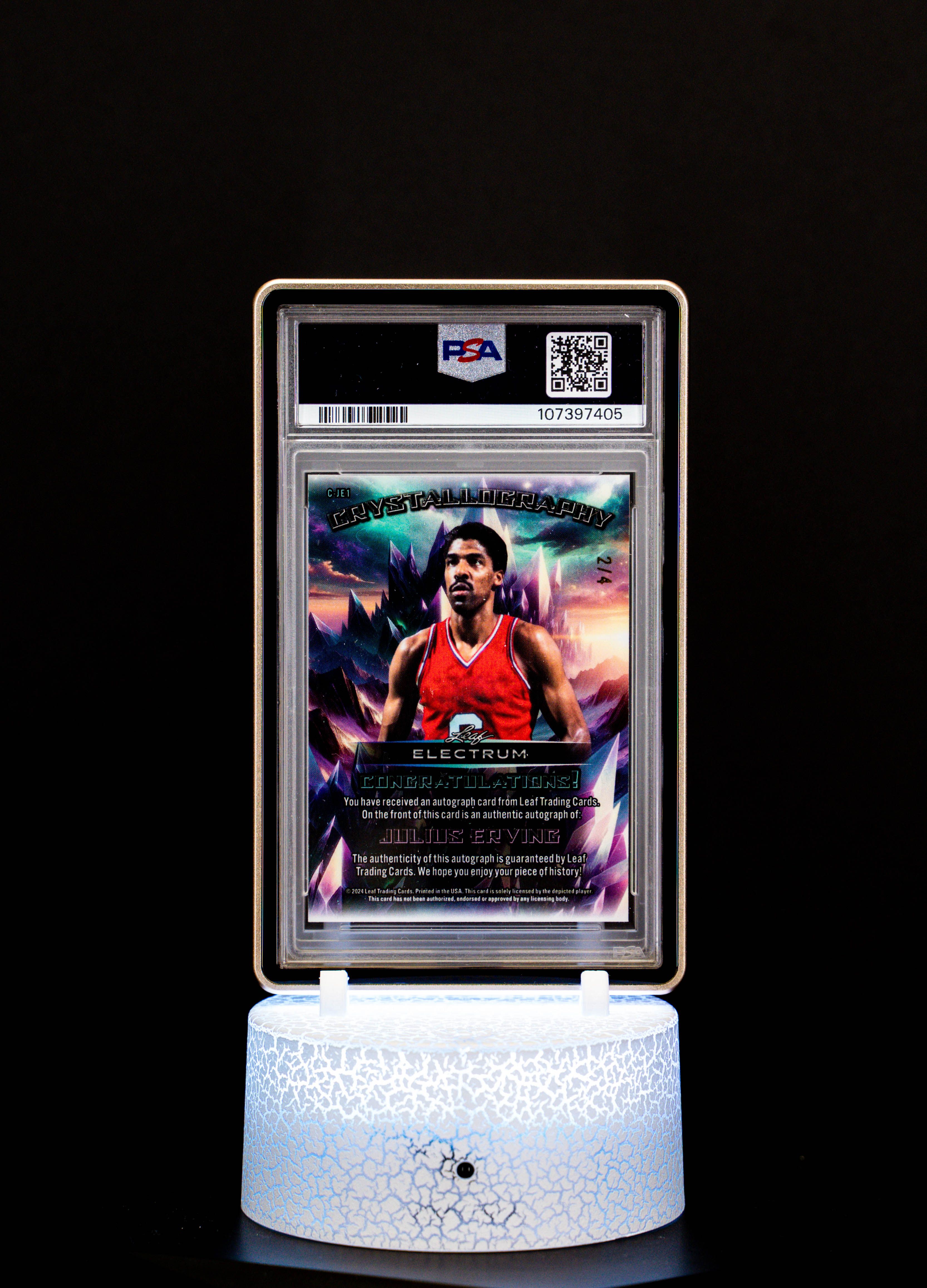 2024 Leaf Electrum Crystallography Pink Julius Erving Auto SN2/4 PSA Mint 9 Auto 10 POP 1 #CJE1v