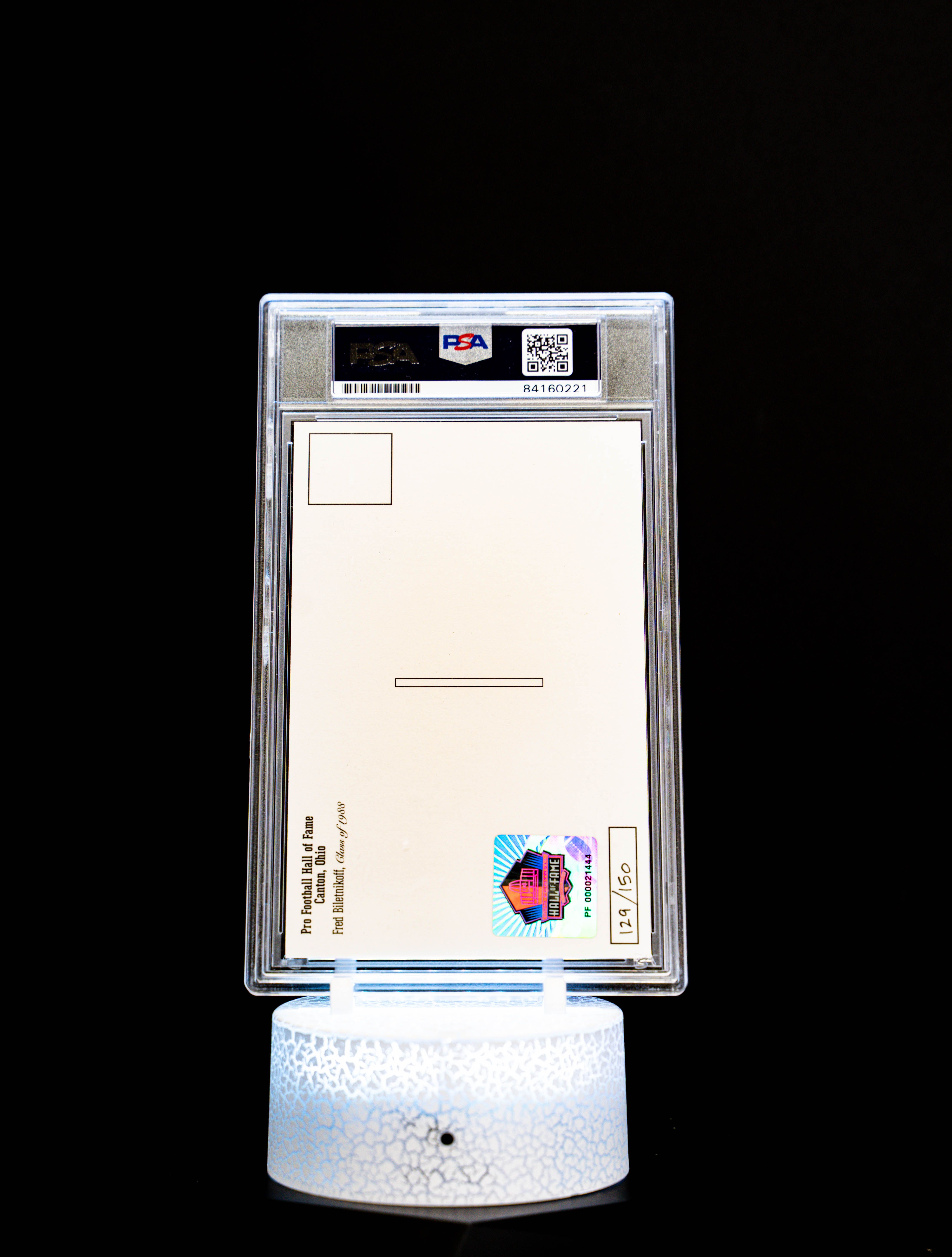 Class of 1988 Post Card Fred Biletnikoff (Medium Card) 129/150 (PSA: Authentic Auto PSA: #84160221)