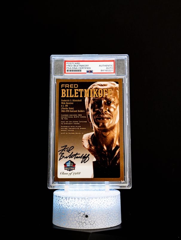 Class of 1988 Post Card Fred Biletnikoff (Medium Card) 129/150 (PSA: Authentic Auto PSA: #84160221)