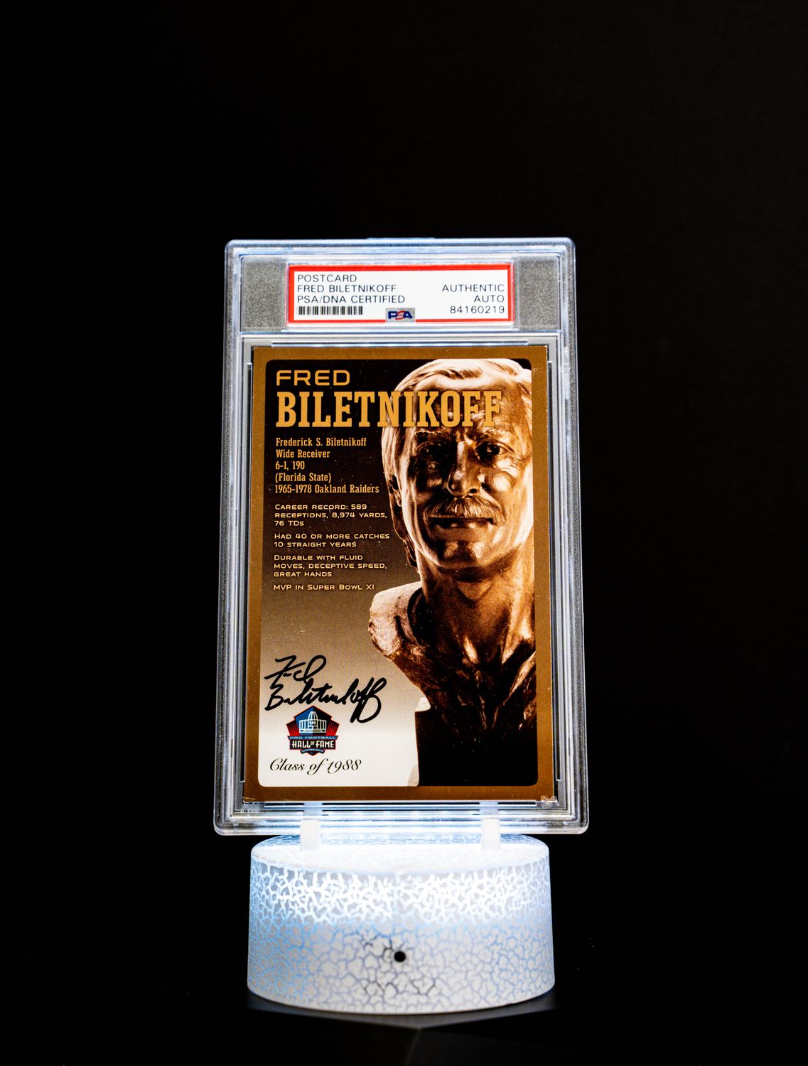 Class of 1988 Post Card Fred Biletnikoff (Medium Card) 123/150 (PSA: Authentic Auto PSA: #84160219)