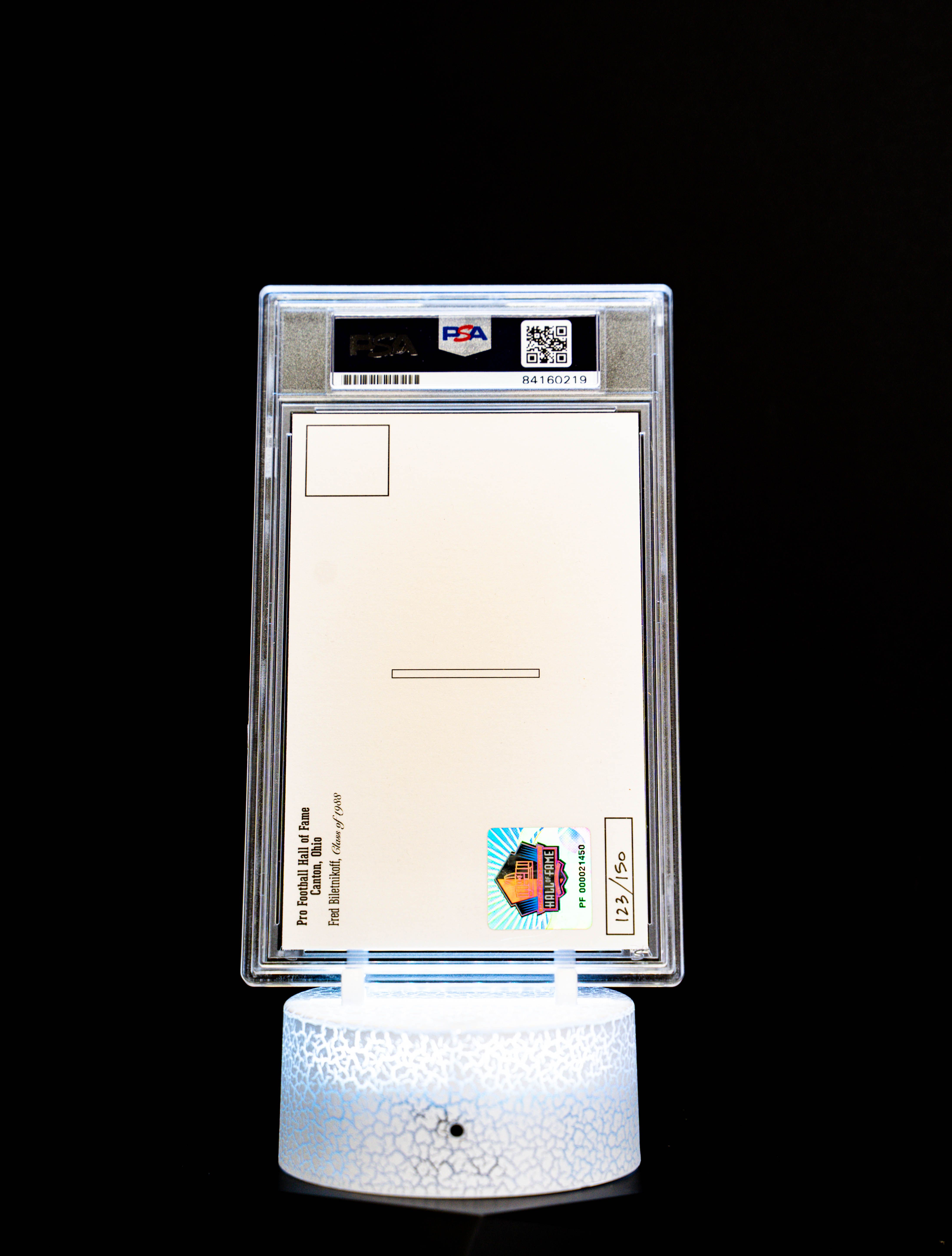 Class of 1988 Post Card Fred Biletnikoff (Medium Card) 123/150 (PSA: Authentic Auto PSA: #84160219)