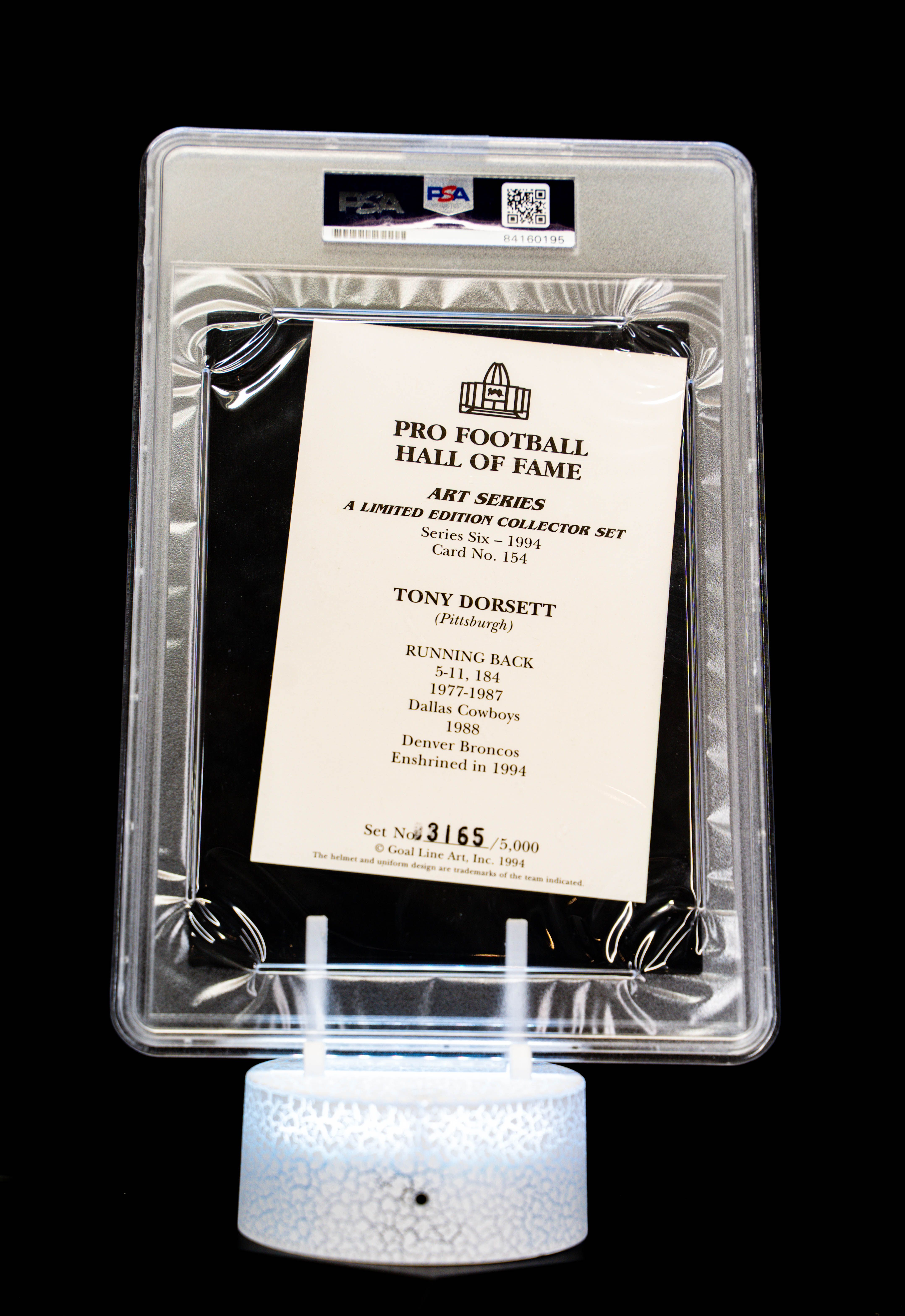 1994 H.O.F. Cards Hall of Fame Signature Series Tony Dorsett Auto (SN: 3165/5000) Large Sized Card