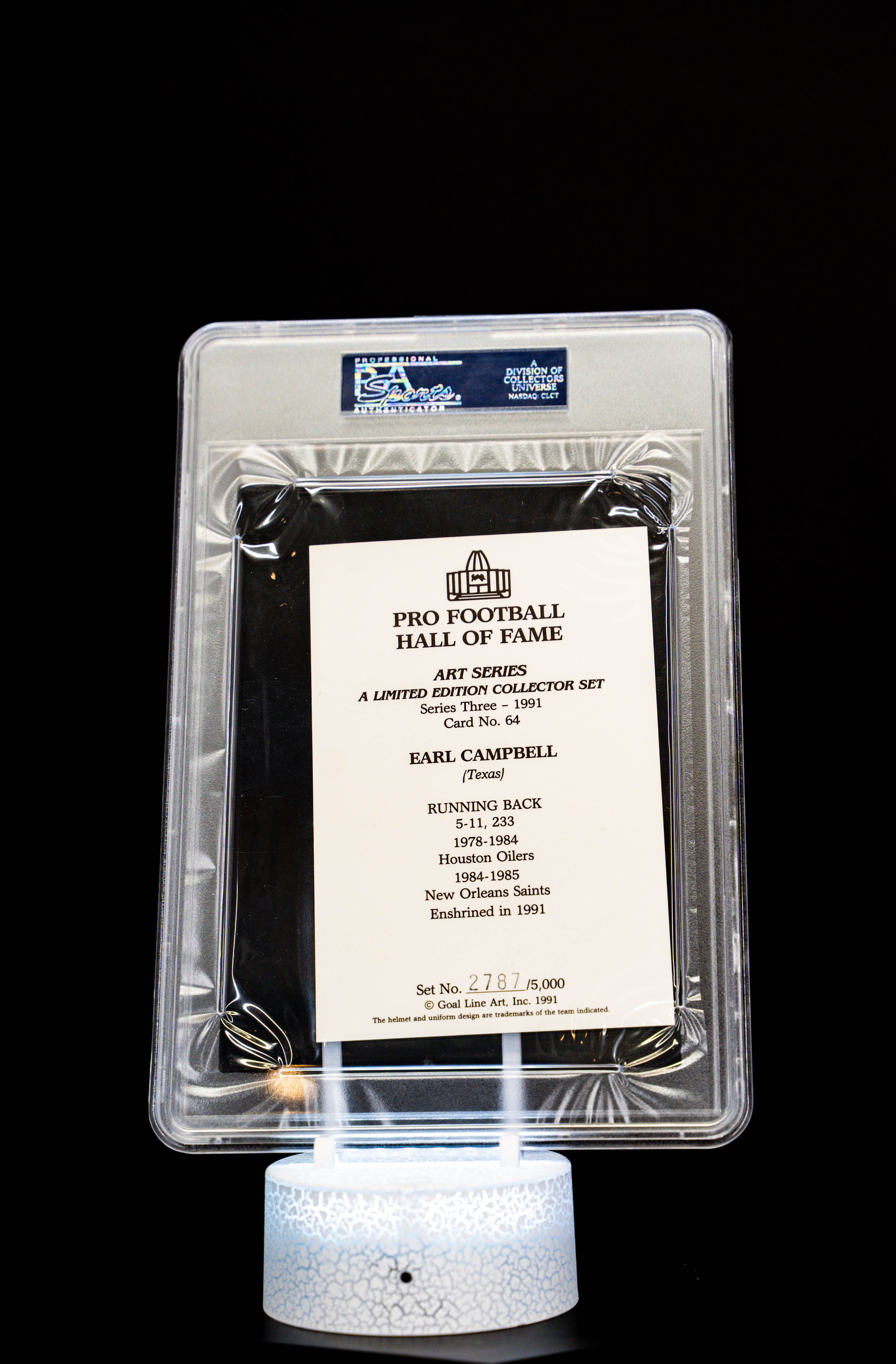 1989 - Date Goal Line H.O.F. Goal Line Art Ink 2787/5000 Earl Campbell Gem Mt 10 Authentic Auto (Large Card) PSA: #83830218