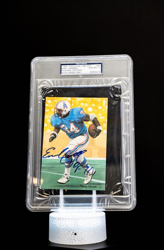 1989 - Date Goal Line H.O.F. Goal Line Art Ink 2787/5000 Earl Campbell Gem Mt 10 Authentic Auto (Large Card) PSA: #83830218