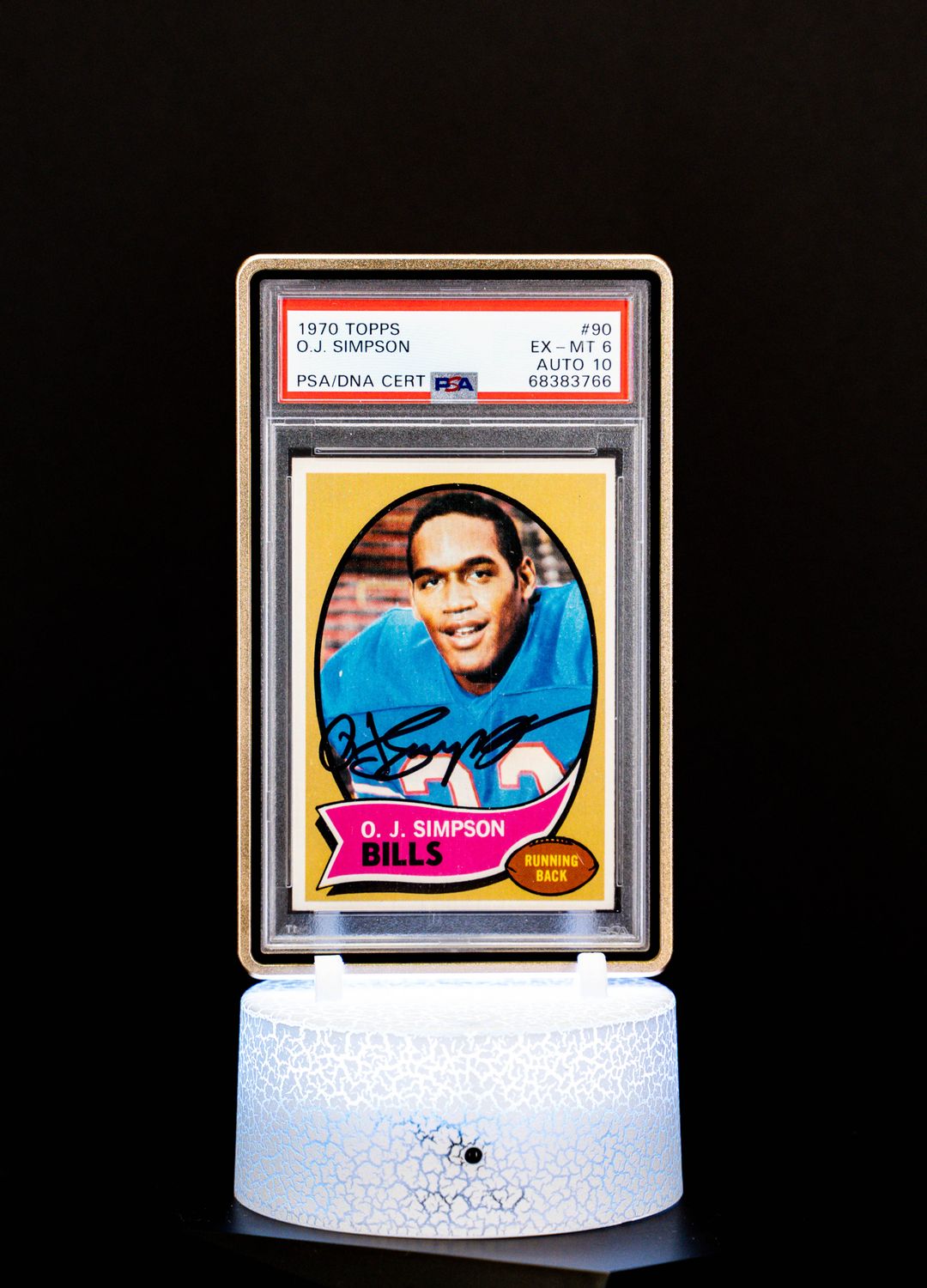 1970 Topps Autographed, O.J. SImpson #90 (PSA EX-MT 6, Auto 10 PSA: #68383766)