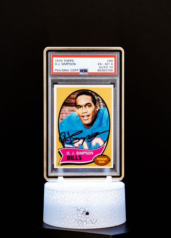 1970 Topps Autographed, O.J. SImpson #90 (PSA EX-MT 6, Auto 10 PSA: #68383766)
