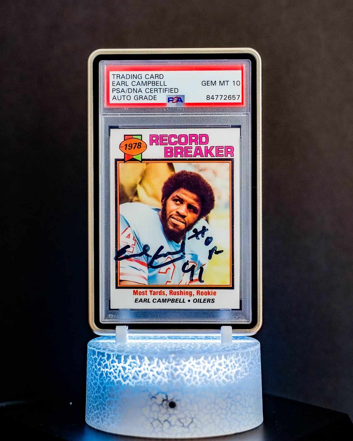 1979 Topps Chewing Gum Earl Campbell #331 PSA GEM MT 10, Auto 10