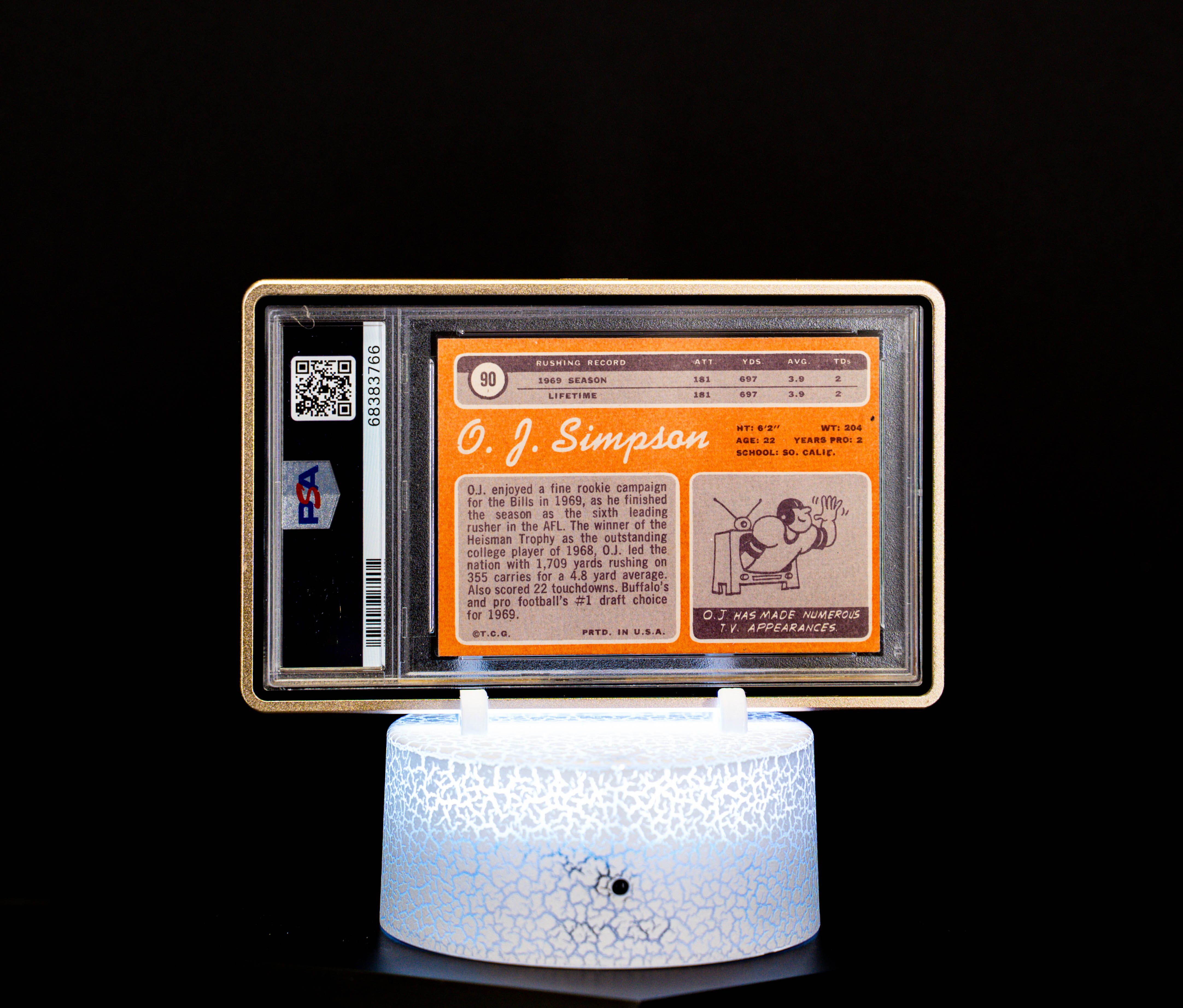 1970 Topps Autographed, O.J. SImpson #90 (PSA EX-MT 6, Auto 10 PSA: #68383766)