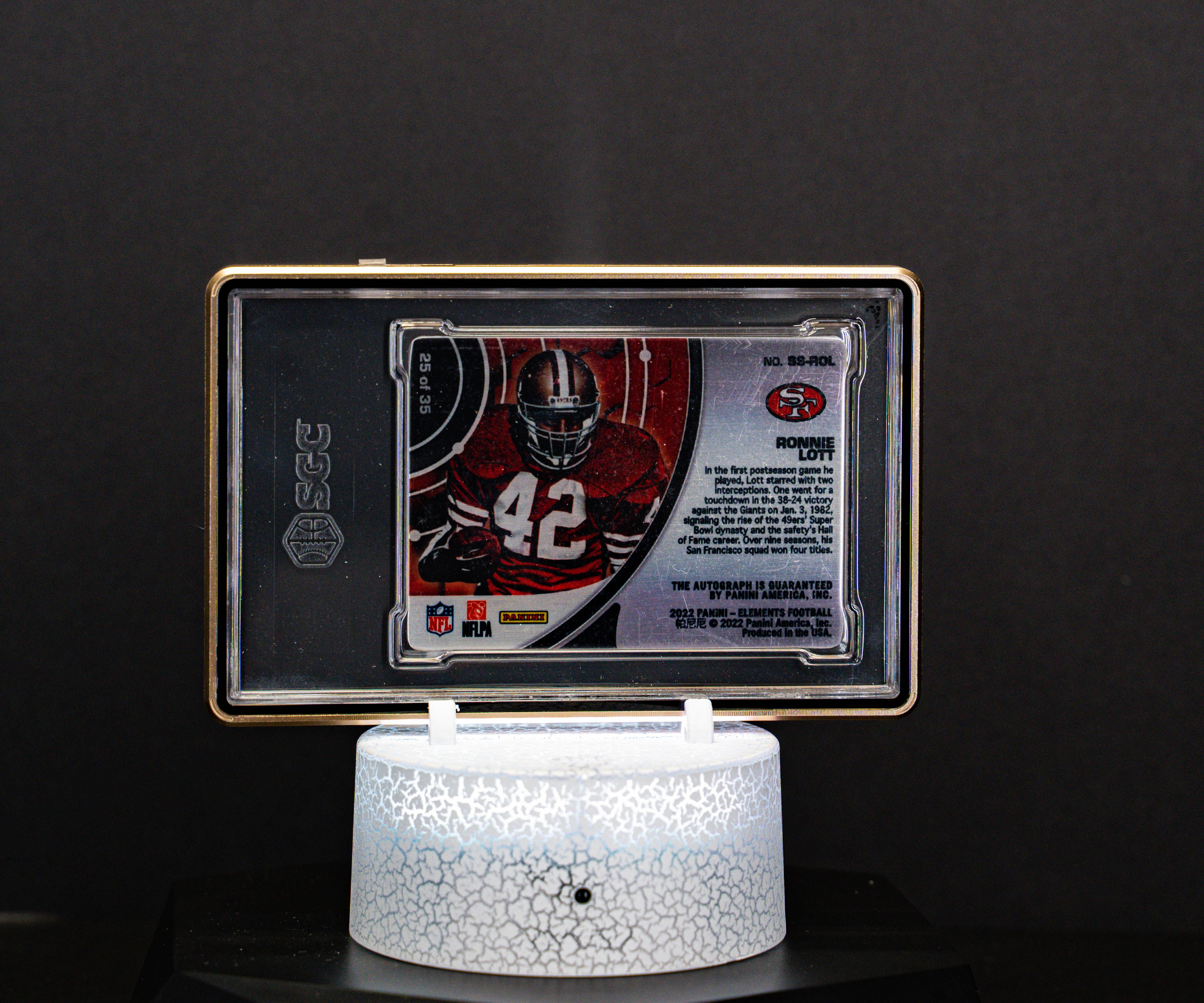 2022 Panini Elements Steel Signatures Ronnie Lott (SN: 25/35) #SS-ROL (SGC EX-MT 6, Auto 10 SGC: #7496819)