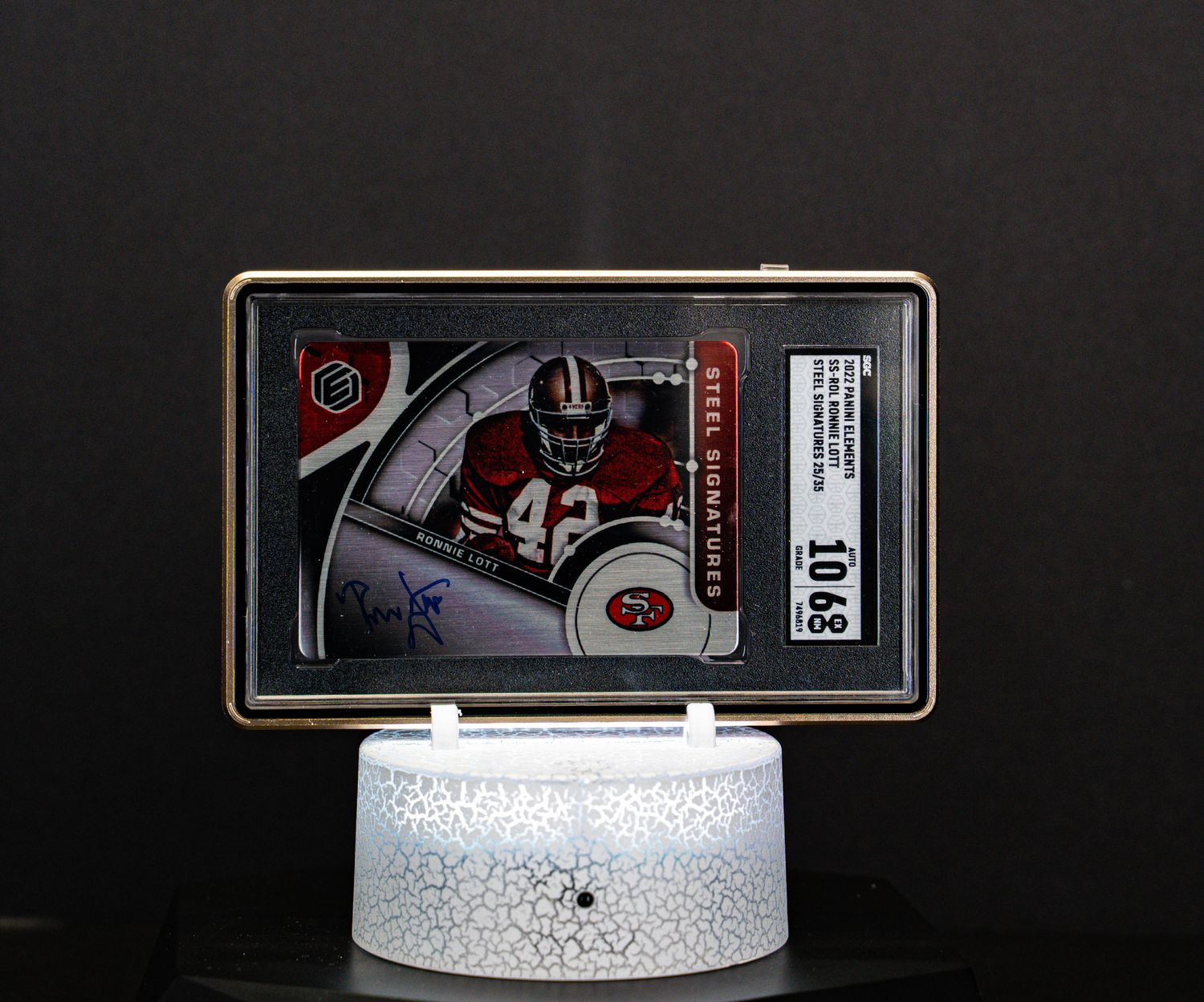 2022 Panini Elements Steel Signatures Ronnie Lott (SN: 25/35) #SS-ROL (SGC EX-MT 6, Auto 10 SGC: #7496819)