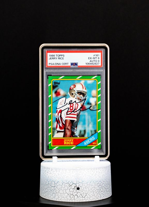 1986 Topps Autographed, Jerry Rice #161 (PSA EX-MT 6, Auto 9)