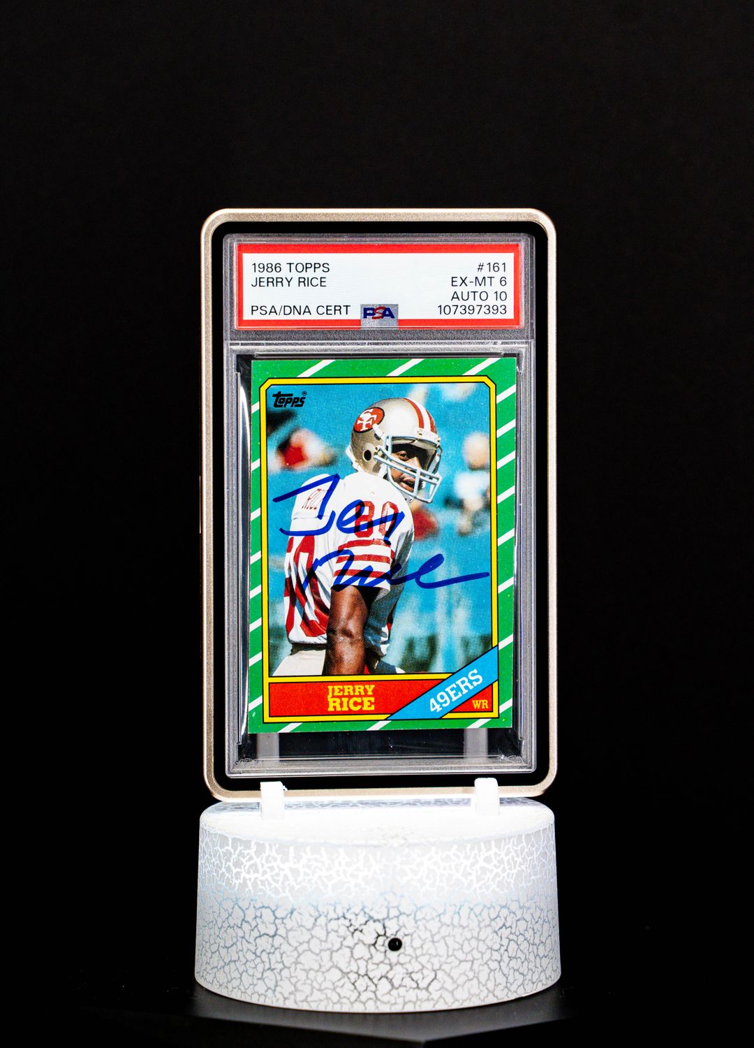1986 Topps Autographed, Jerry Rice #161 (PSA EX-MT 6, Auto 10)