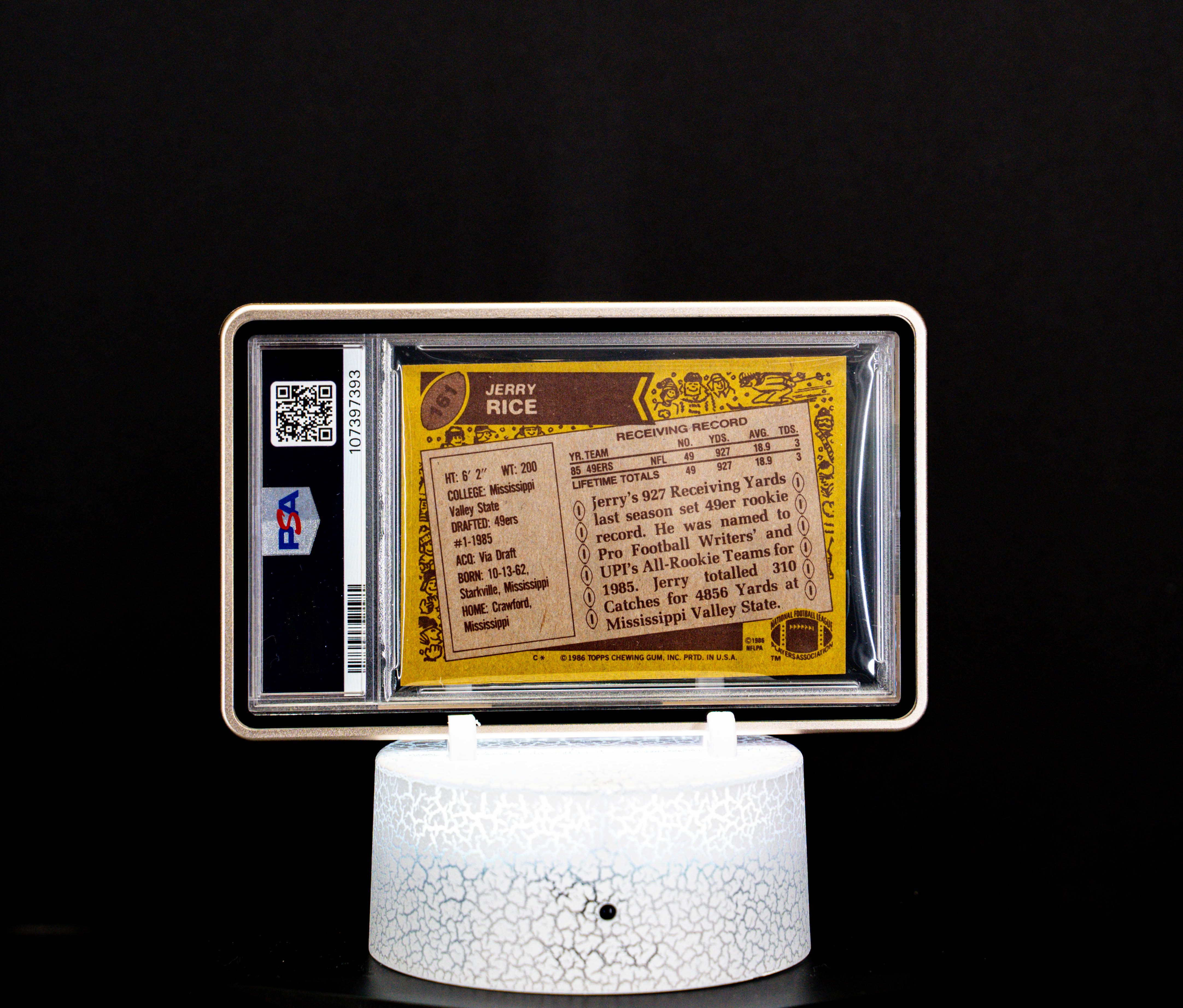 1986 Topps Autographed, Jerry Rice #161 (PSA EX-MT 6, Auto 10)