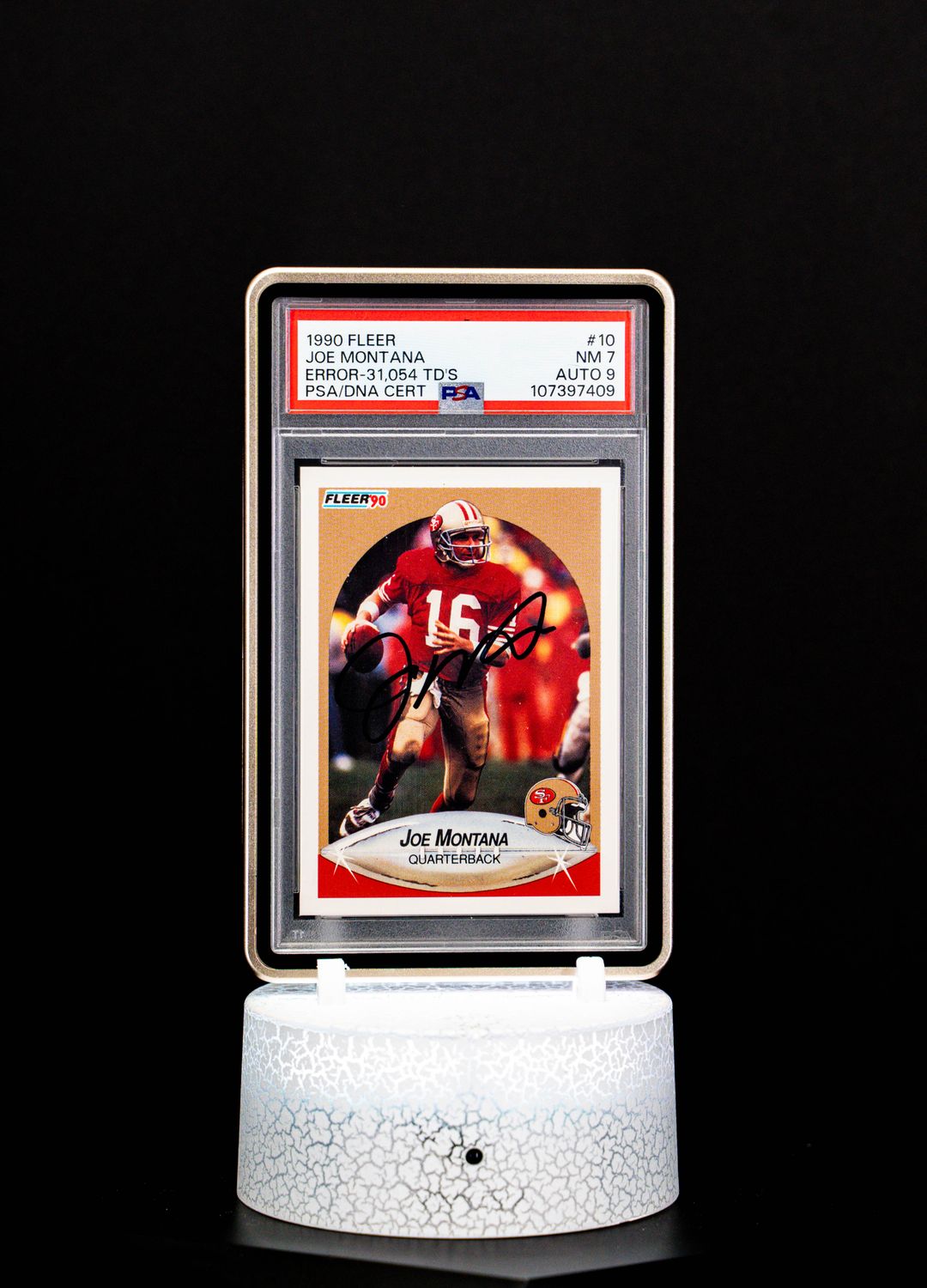 1990 Fleer Error - 31,054 TD's Autographed Joe Montana #10