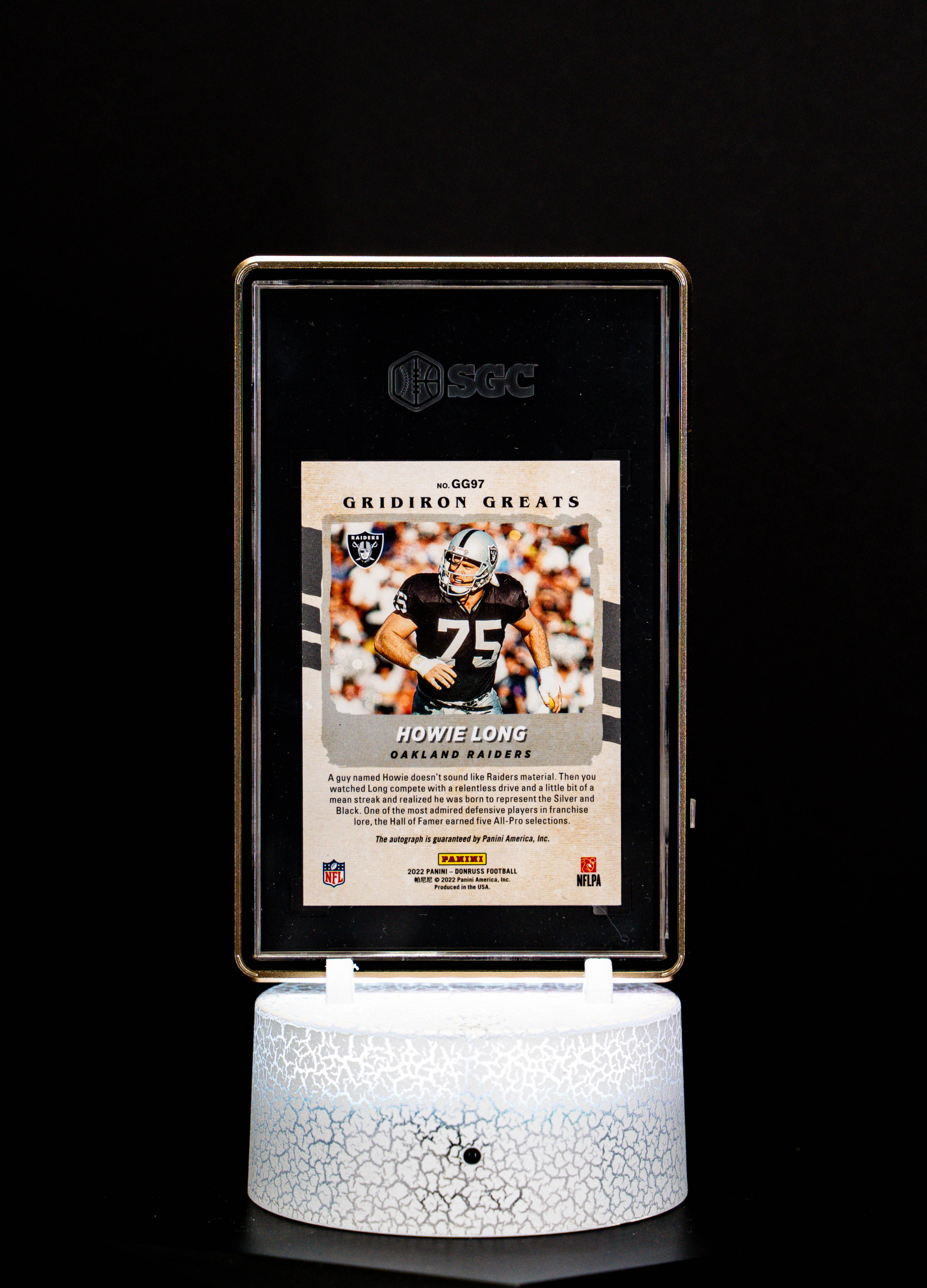 2022 Donruss Gridiron Greats Autographed Howie Long #GG97 (SGC MT-9.5, Auto 10 SGC: #6617648)