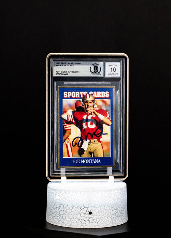 1992 Sports Card News Authentic Autograph Joe Montana, #82 (BGS, GEM MT 10 Auto, BGS#: 00013885000)