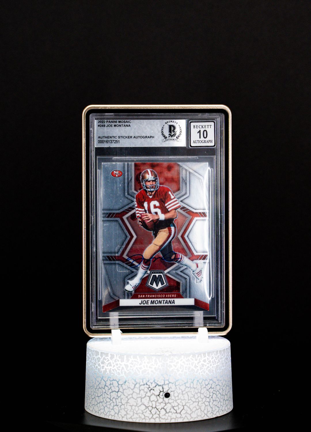 2022 Panini Mosaic Authentic Autograph Joe Montana #248 (BGS, GEM MT 10 Auto, BGS#: 00016137251)