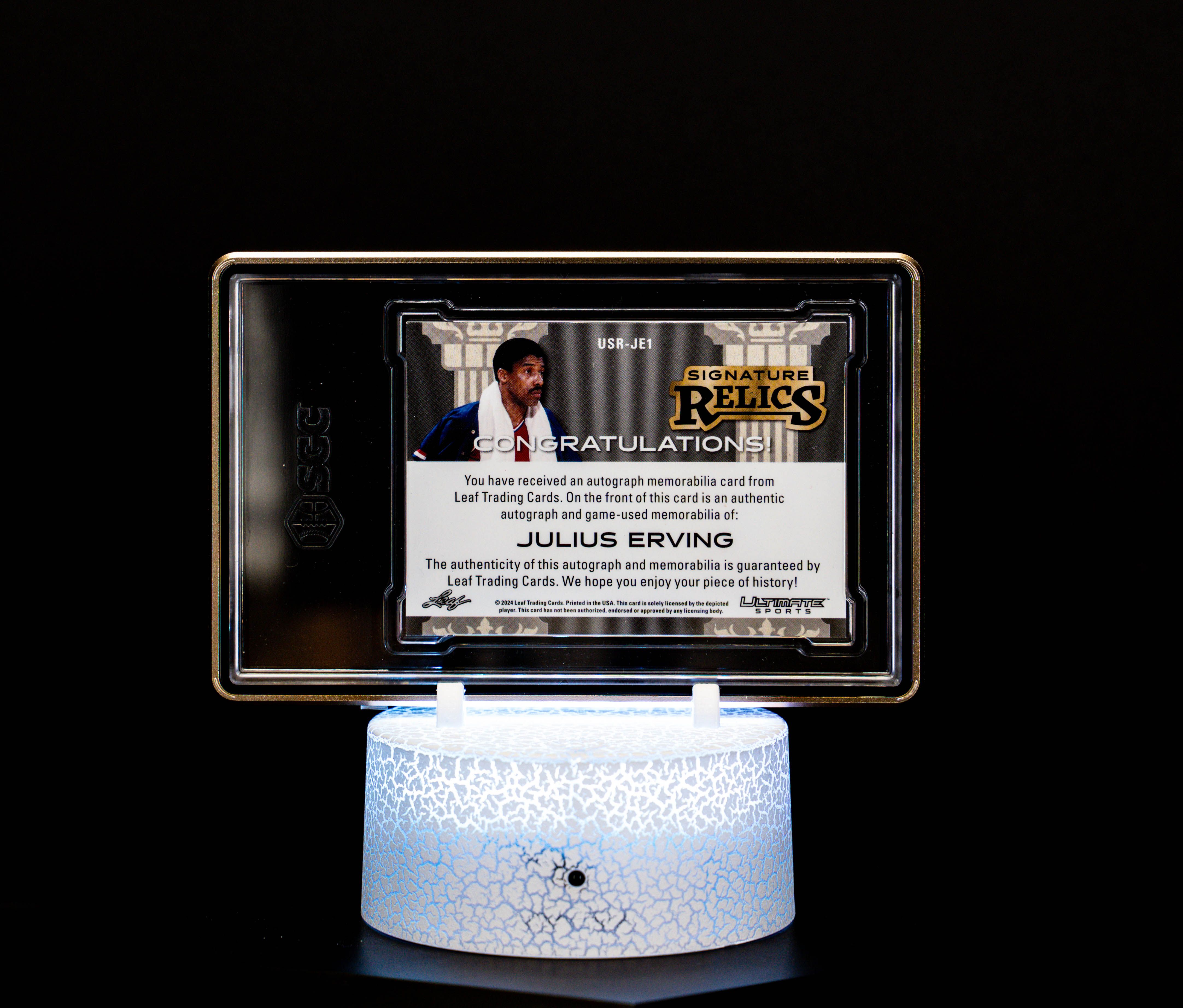 2024 Leaf Ultimate Sports Signature Relics Hologram Bronze, Julius Erving (SN: 19/25) #USR-JE1 (SGC NM-MT+ 8.5 Auto 10 SGC: #4283011)