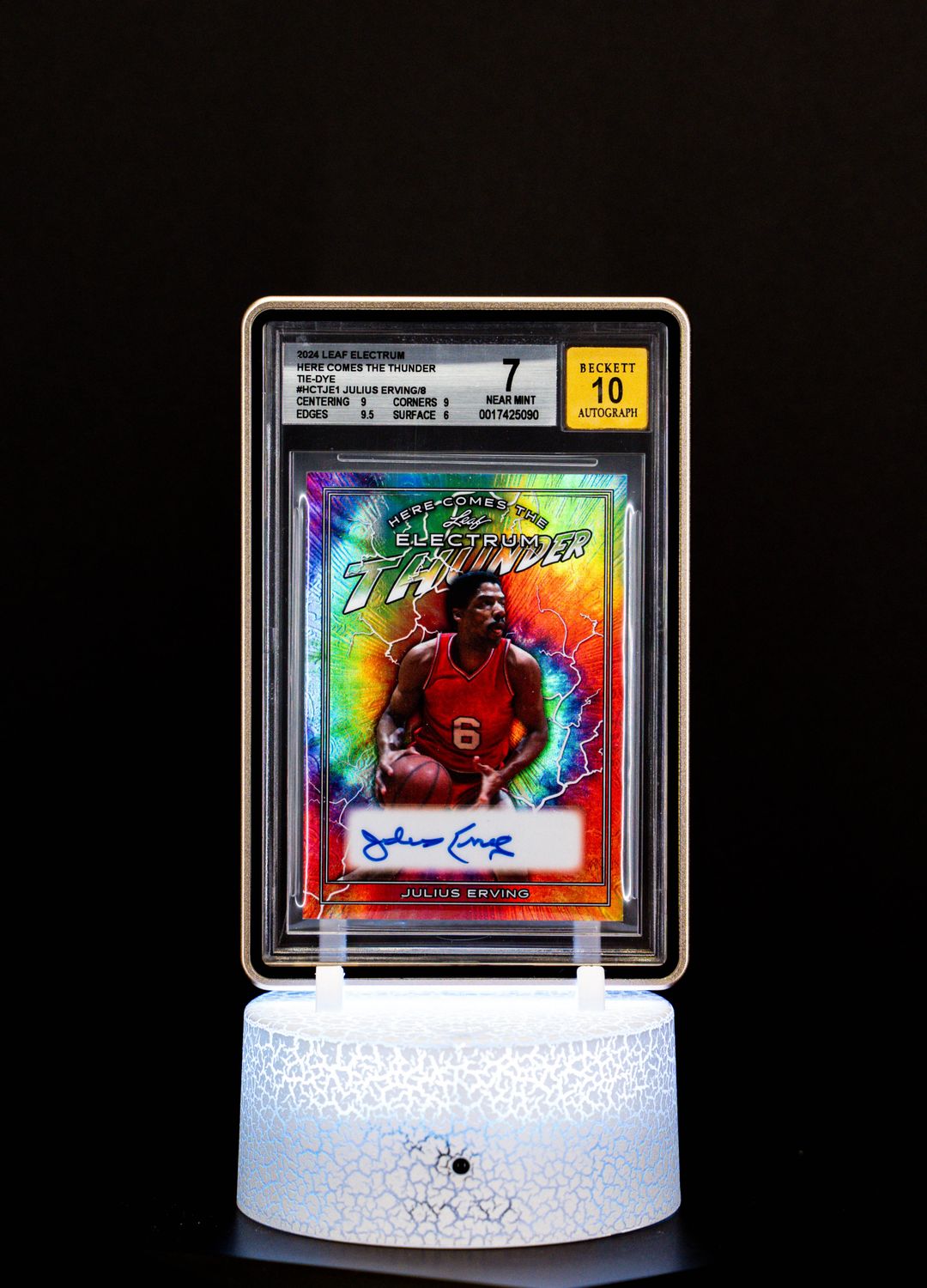 2024 Leaf Electrum Here Comes Thunder Tie Die Auto Julius Erving (SN 2/8) #HCTJE1 BGS NM 7 Auto 10