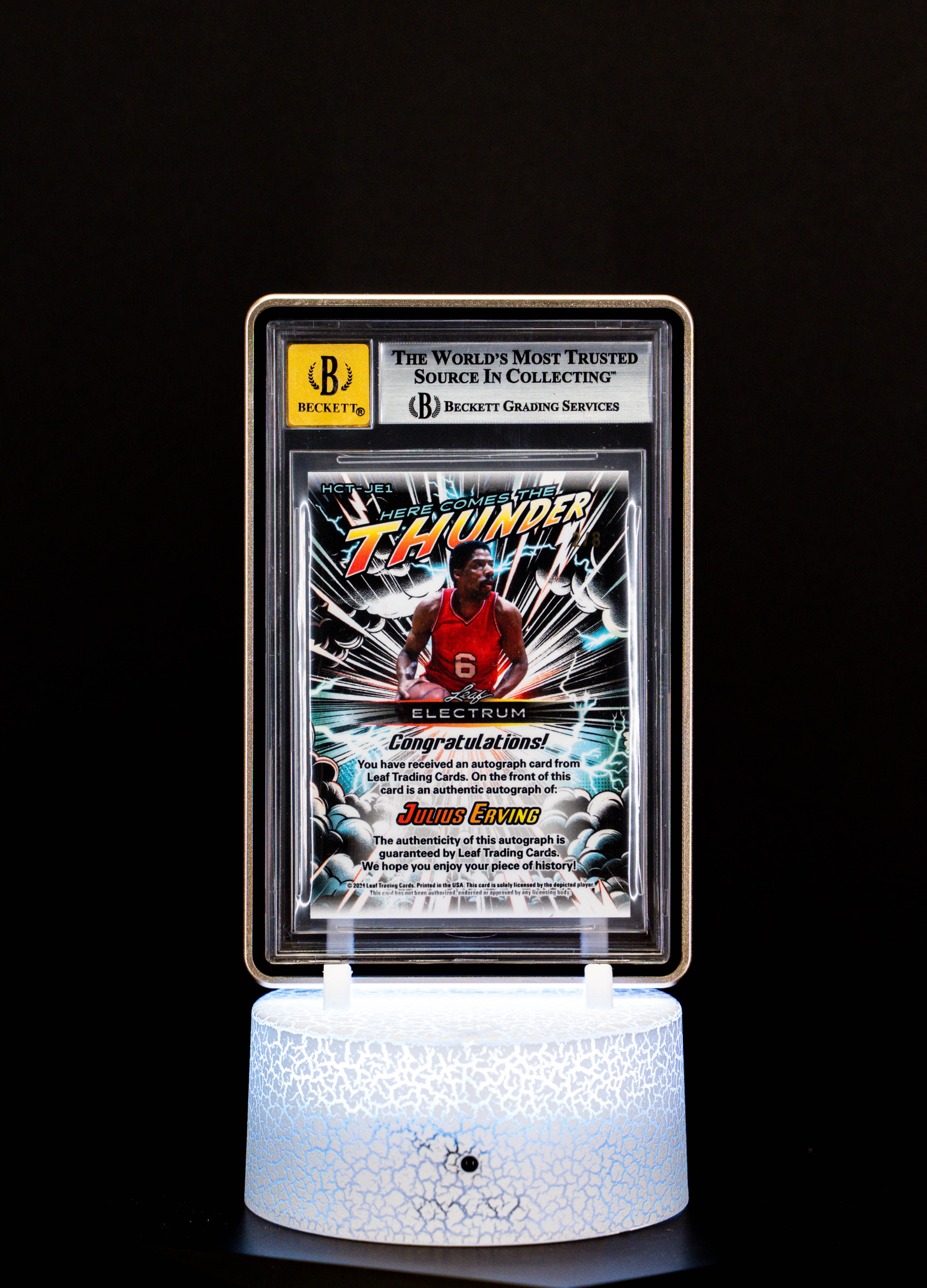 2024 Leaf Electrum Here Comes Thunder Tie Die Auto Julius Erving (SN 2/8) #HCTJE1 BGS NM 7 Auto 10