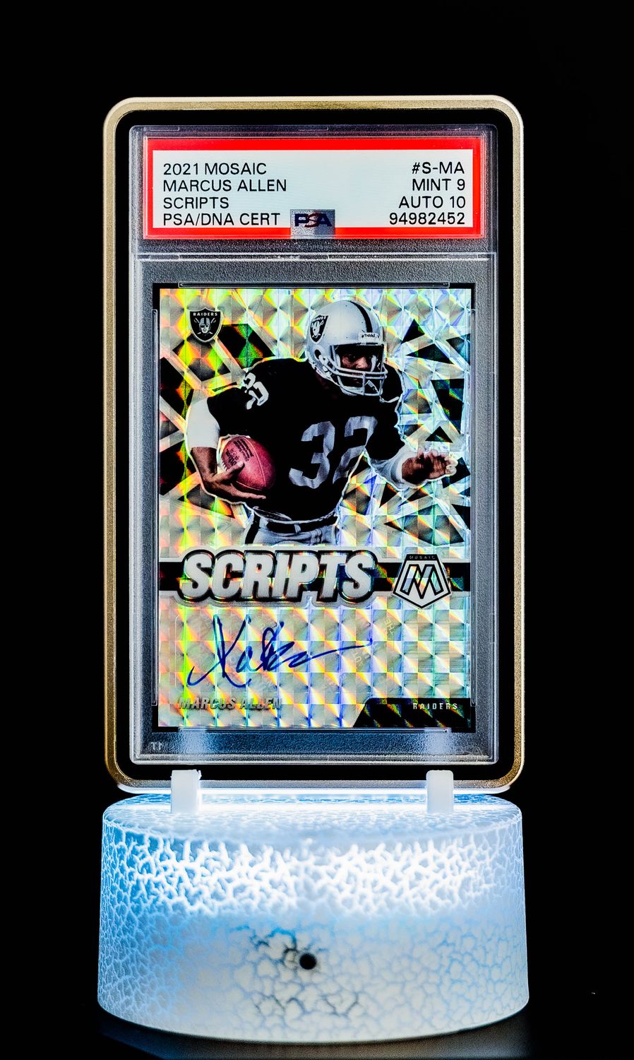 2021 Mosaic Scripts Marcus Allen #S-MA (PSA Card Mint 9, Auto 10 PSA: #94982452)
