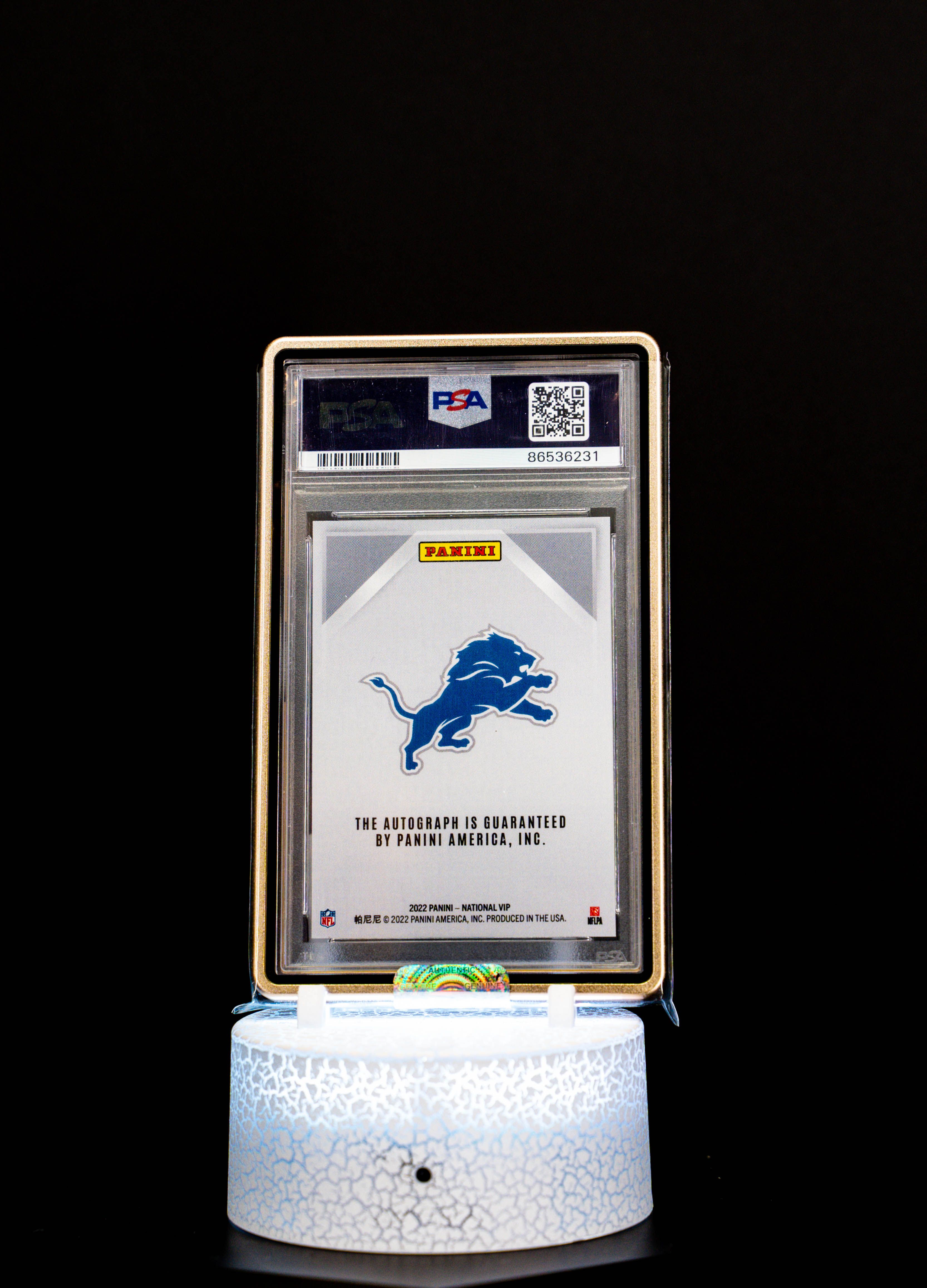 2022 Panini National VIP Signatures White Jersey Autographed Barry Sanders – PSA GEM MT 10, Auto GEM MT 10 (PSA Cert #86536231)