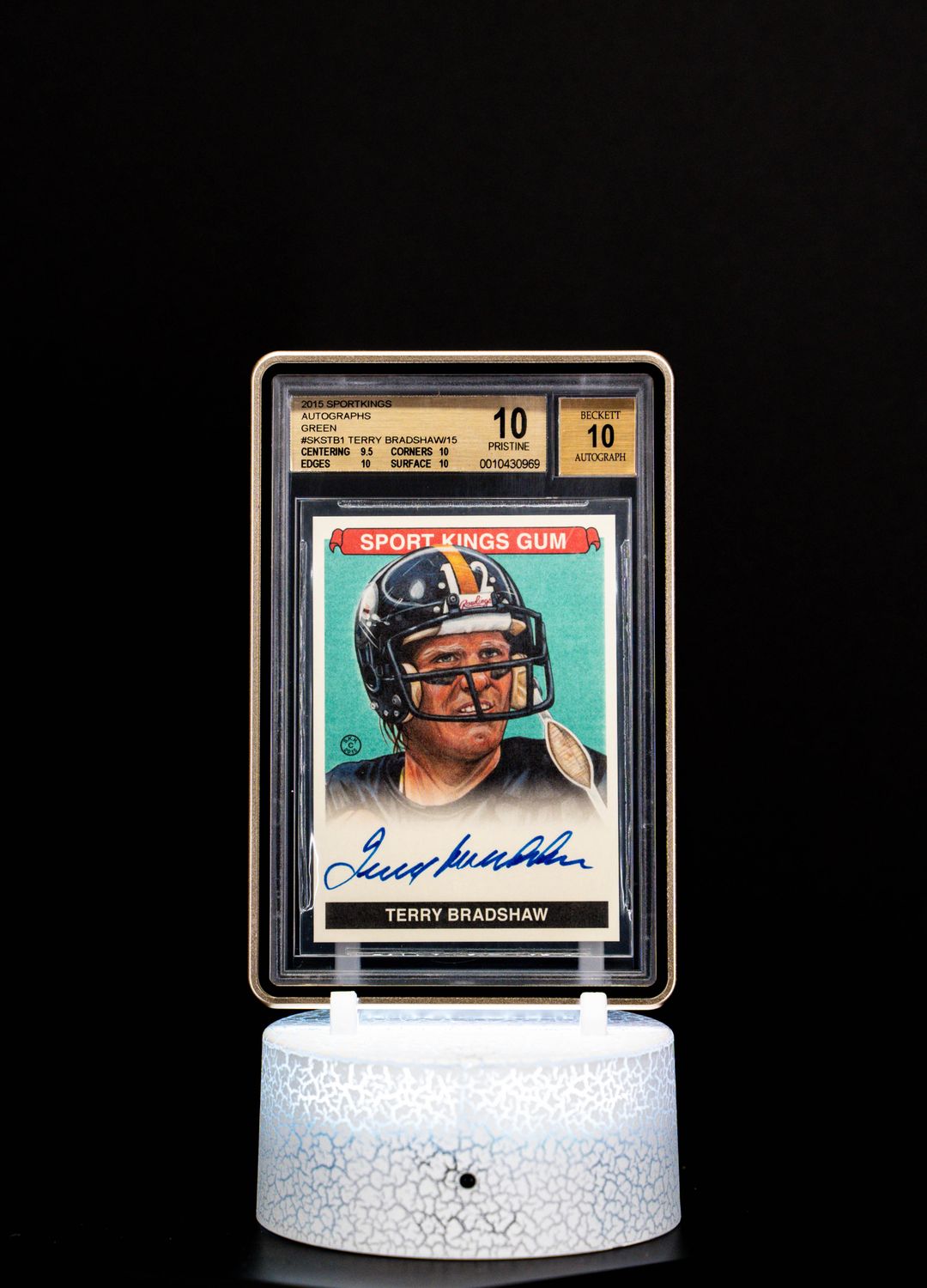 2015 Sport Kings Autographs Green Terry Bradshaw #SKS-TB1 (BGS PRISTINE 10, AUTOGRAPH PRISTINE10, BGS: #0010430969)