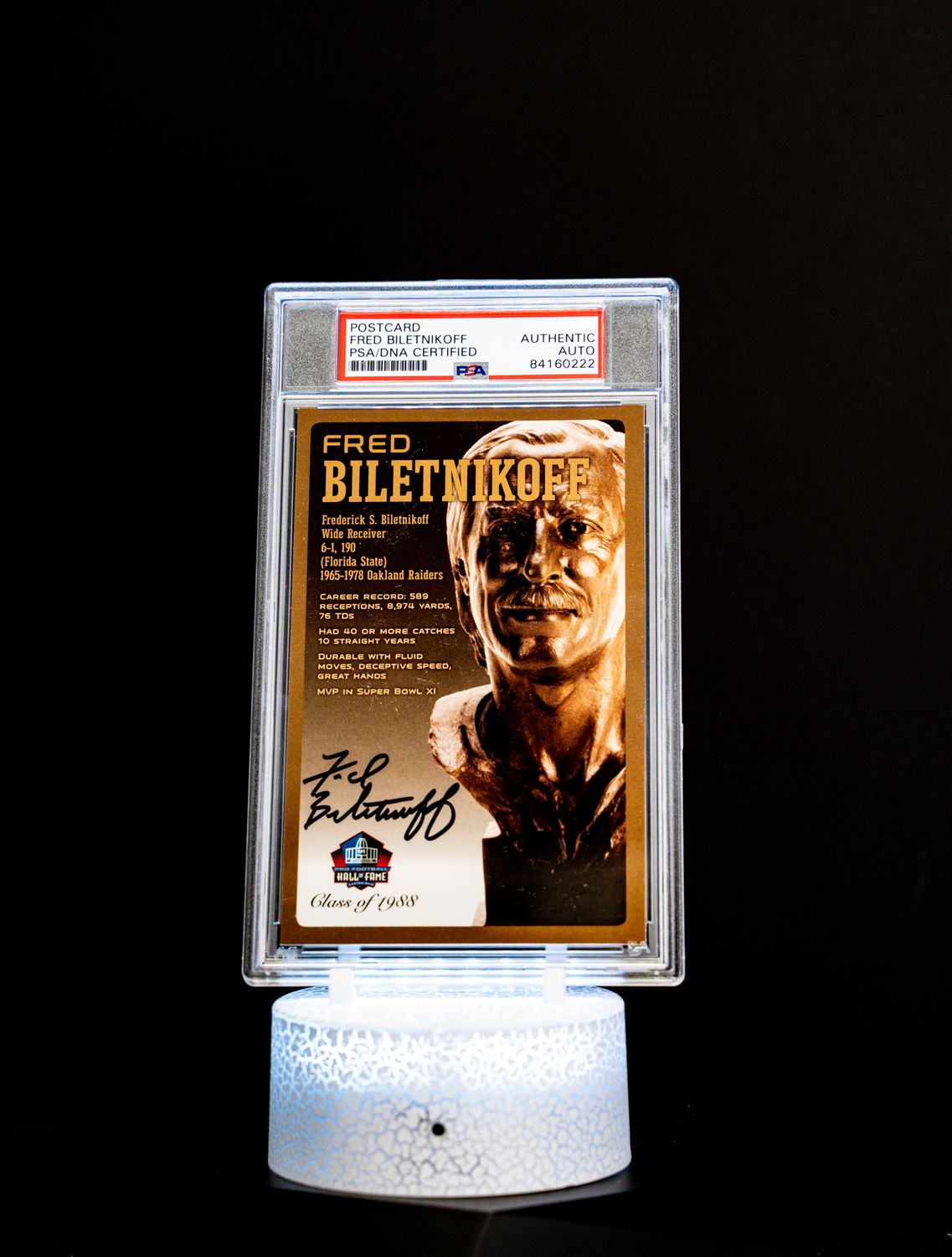 Class of 1988 Post Card Fred Biletnikoff (Medium Card) 125/150 (PSA: Authentic Auto PSA: #84160222)