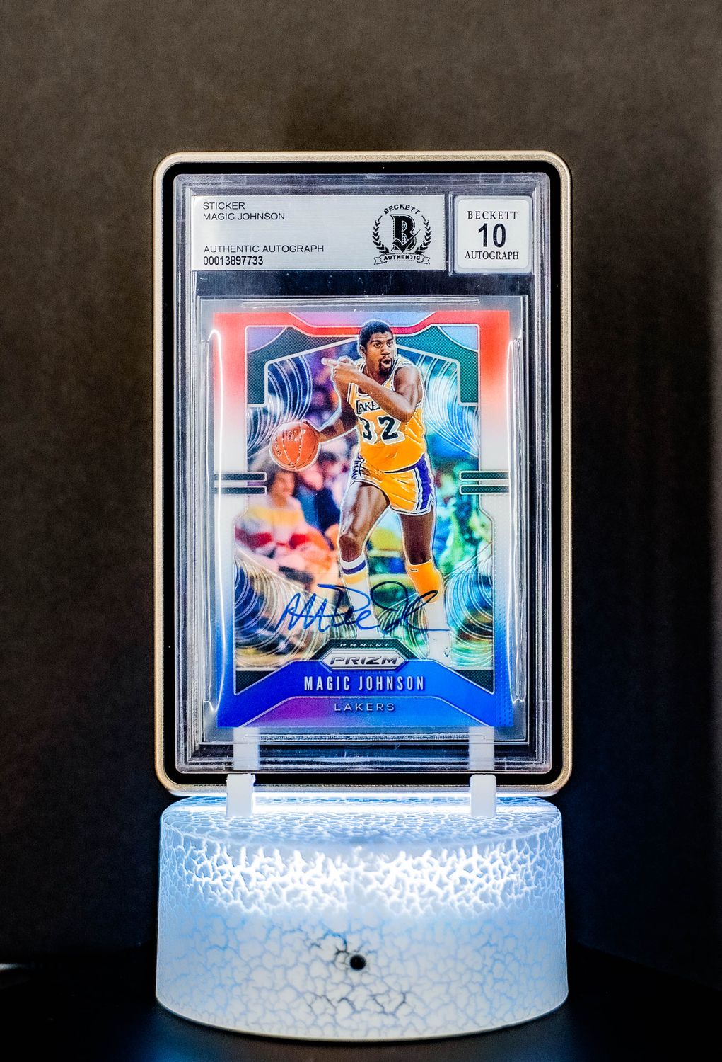 2019-2020 Panini Prizm Basketball Magic Johnson #25 (BGS 10 Authentic Autograph Sticker BGS: #00013897733)