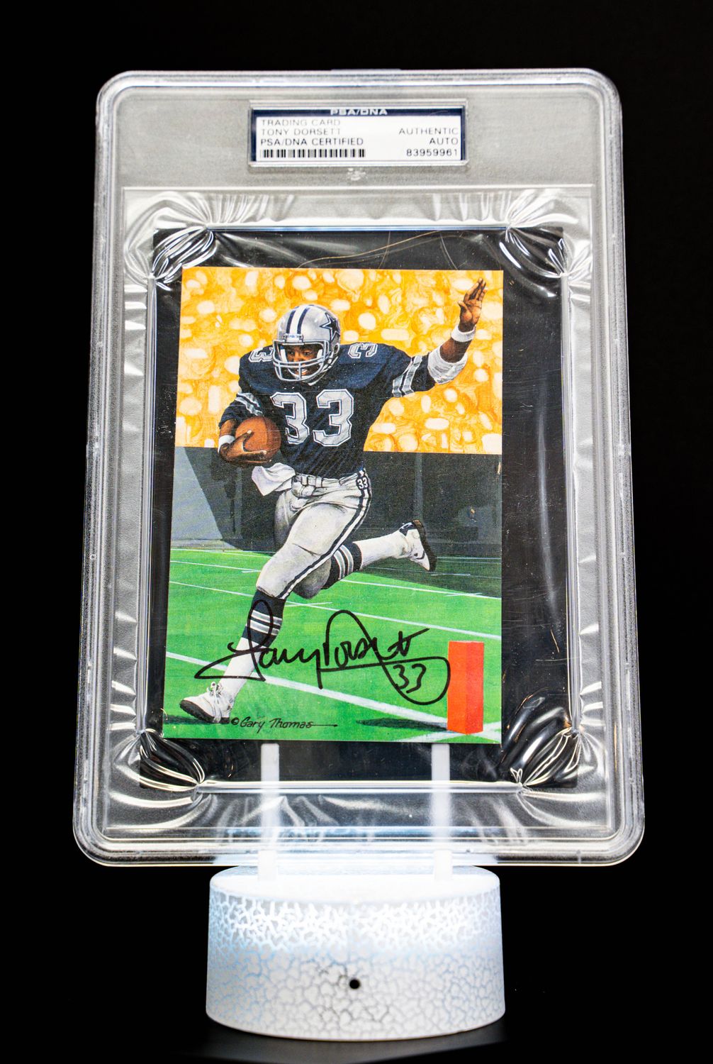 1994 H.O.F. Cards Hall of Fame Signature Series Tony Dorsett Auto (SN: 3398/5000) Large Sized Card (PSA Authentic Auto PSA: #83959961)