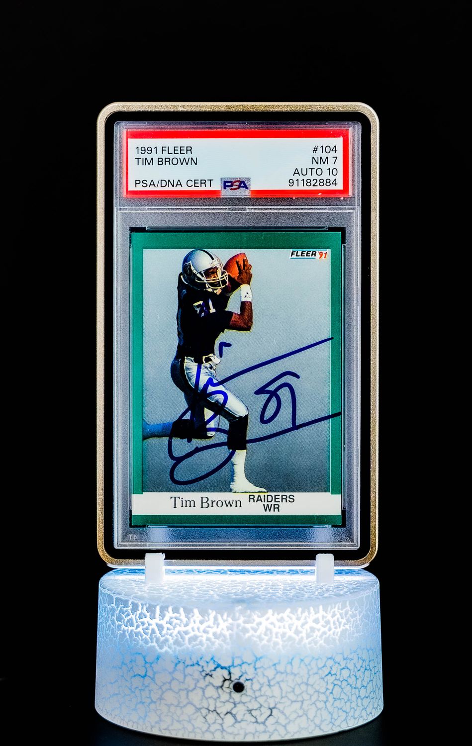 1991 Fleer Tim Brown #104 PSA NM 7, Auto GEM MT 10 (POP 1)