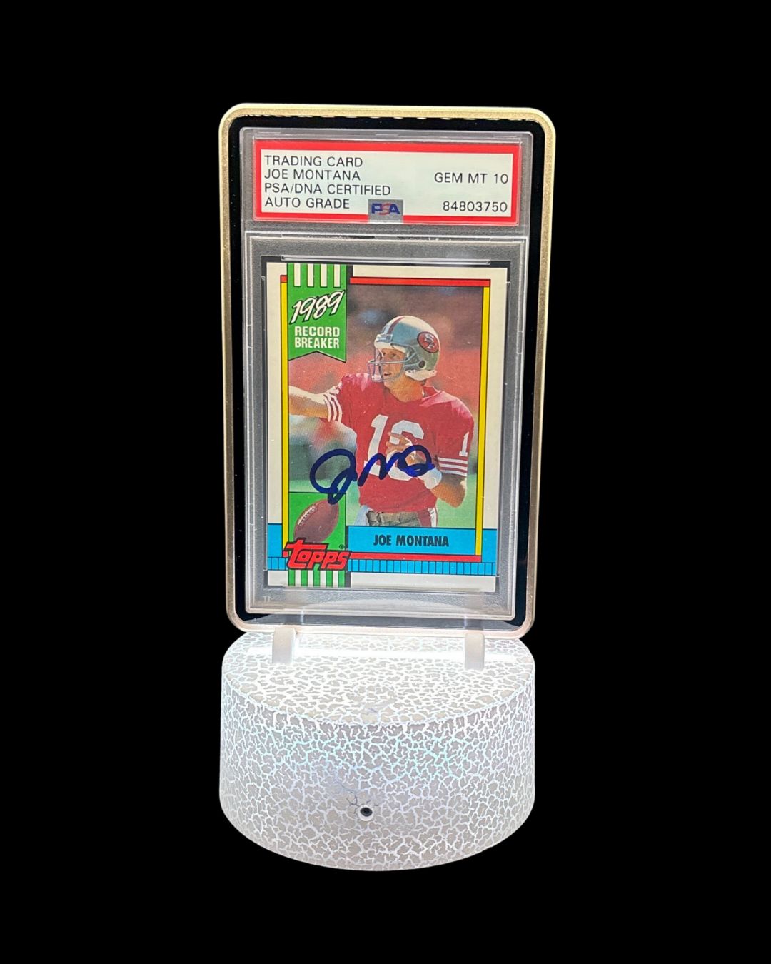 1990 Topps Record Breakers Autograph Joe Montana PSA Authentic Card, Auto GEM MT 10 (Card #1)