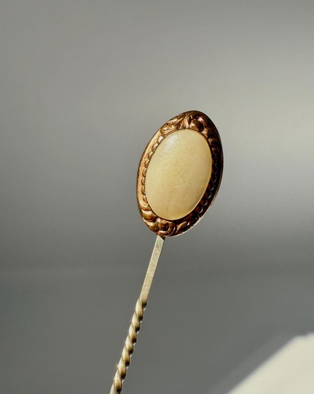 The Connie: Brass and Faux White Opal Stick Pin