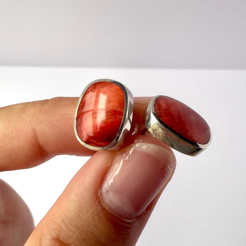 The Coral: Sterling Silver and Spiny Oyster Earrings