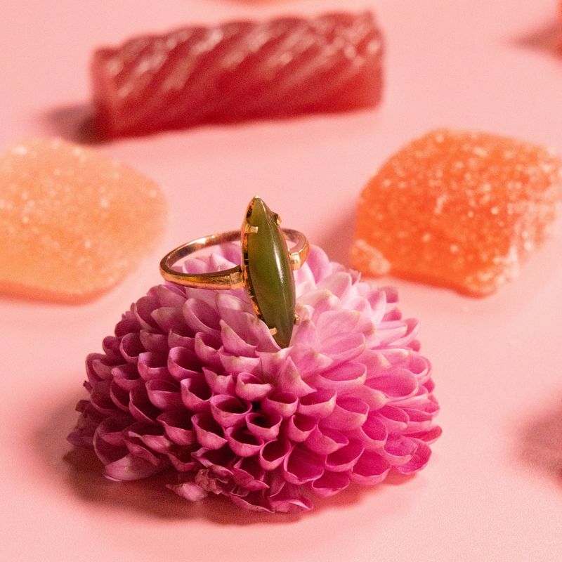 The Donna: 10K Yellow Gold and Jade Ring