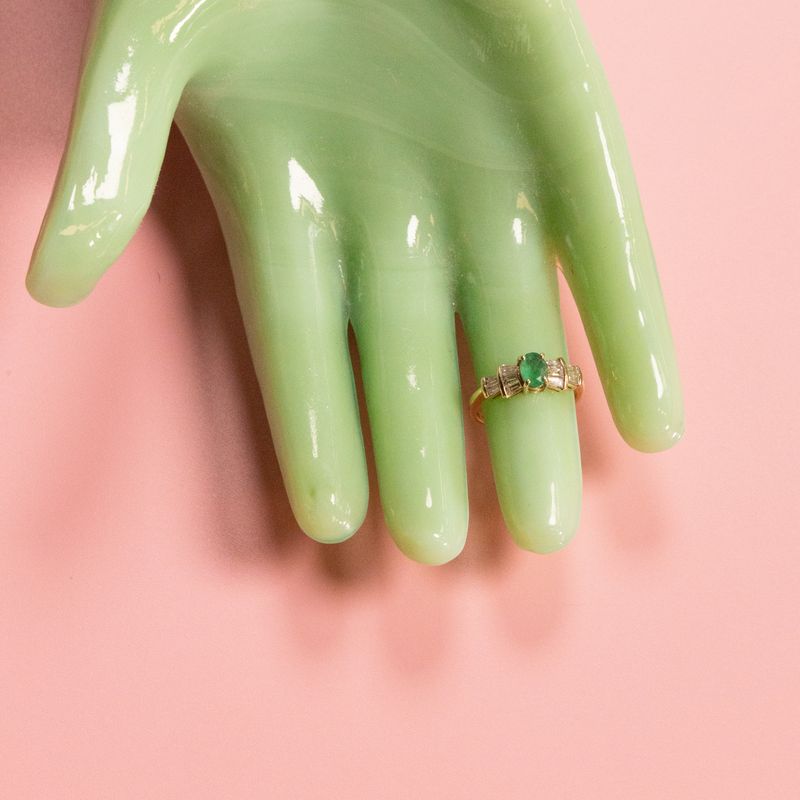 The Irene: 14K Yellow Gold, 0.3CT Emerald and 0.4CTW Diamond Ring