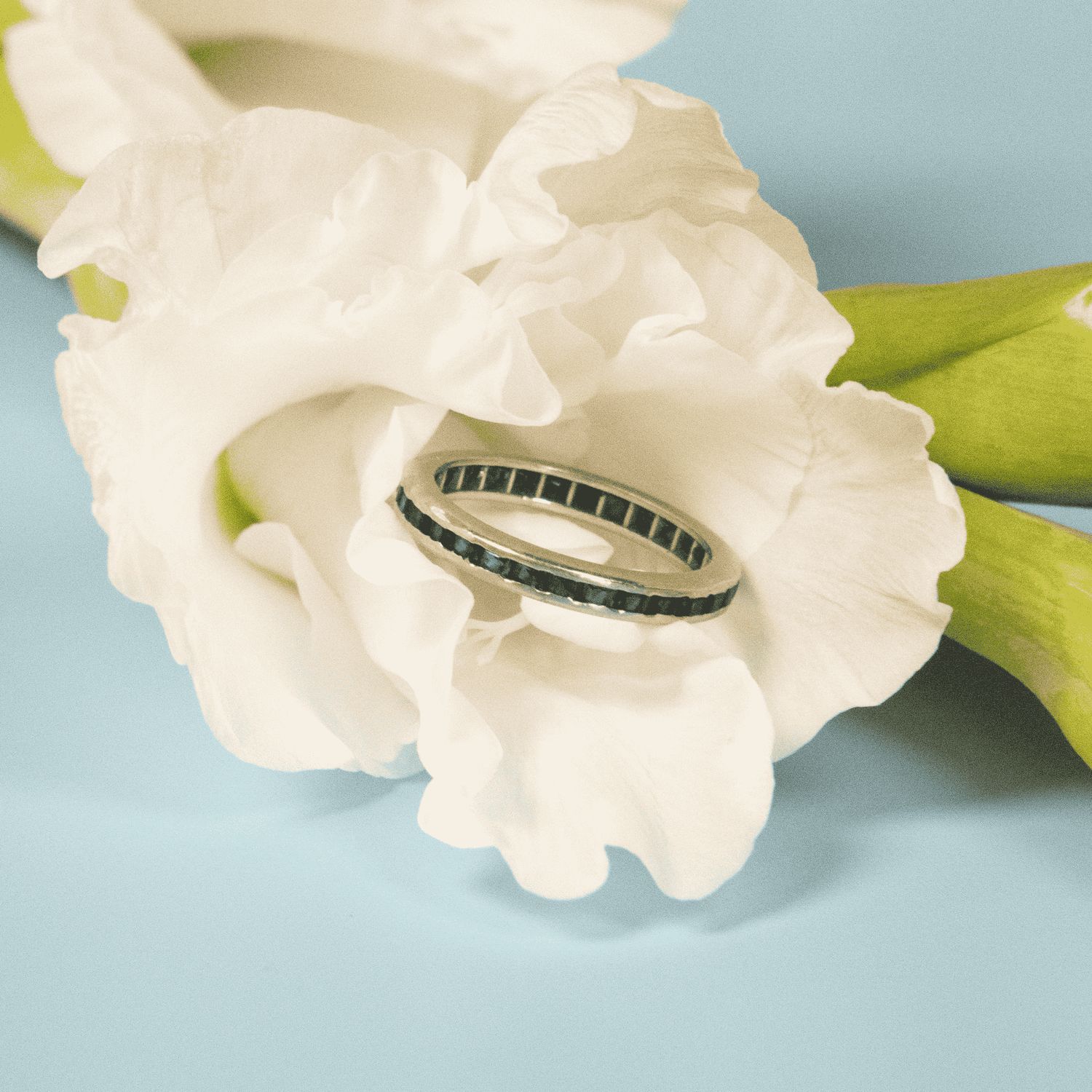 The Vivian: Platinum and Blue Sapphire Eternity Ring