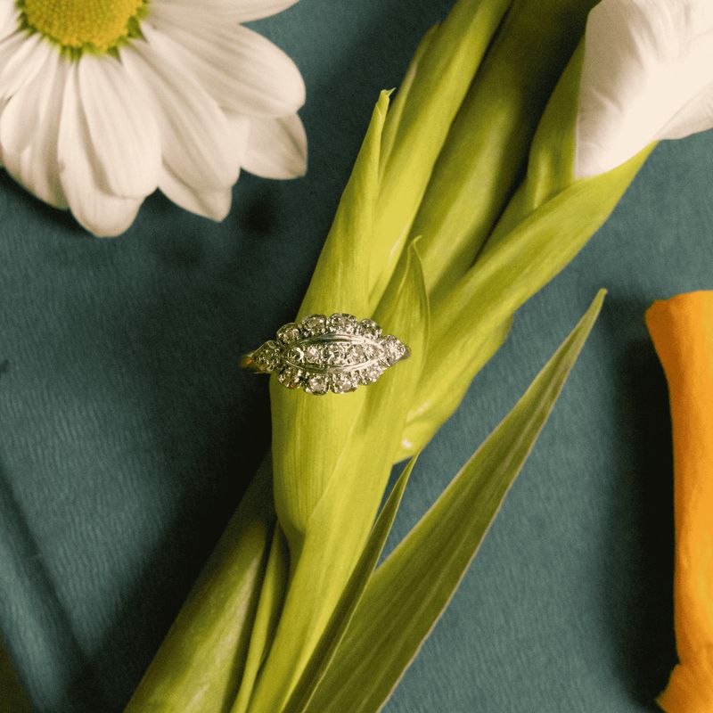 The Estelle: 14k Yellow Gold and 0.41CTW Diamond Art Deco Ring